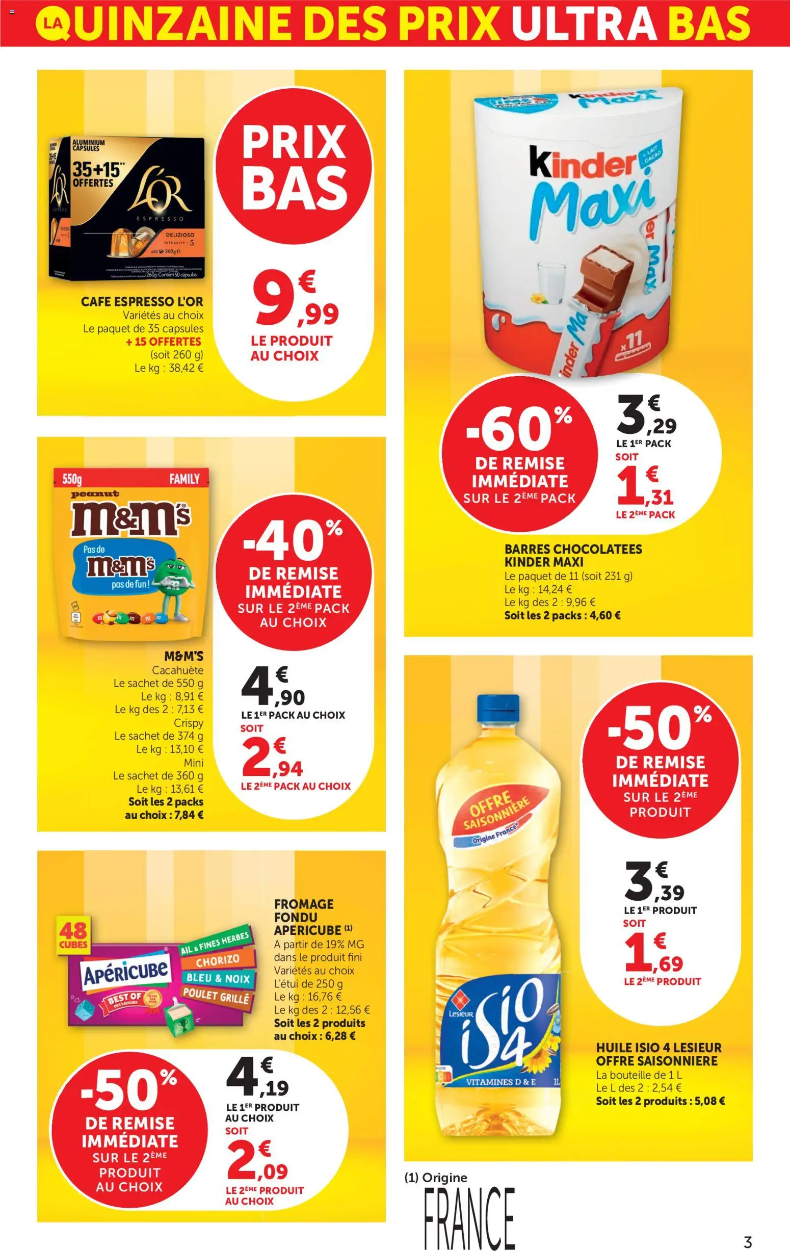 {H1} | Page: 3 | Produits: Chorizo, Kinder maxi, Café, Noix