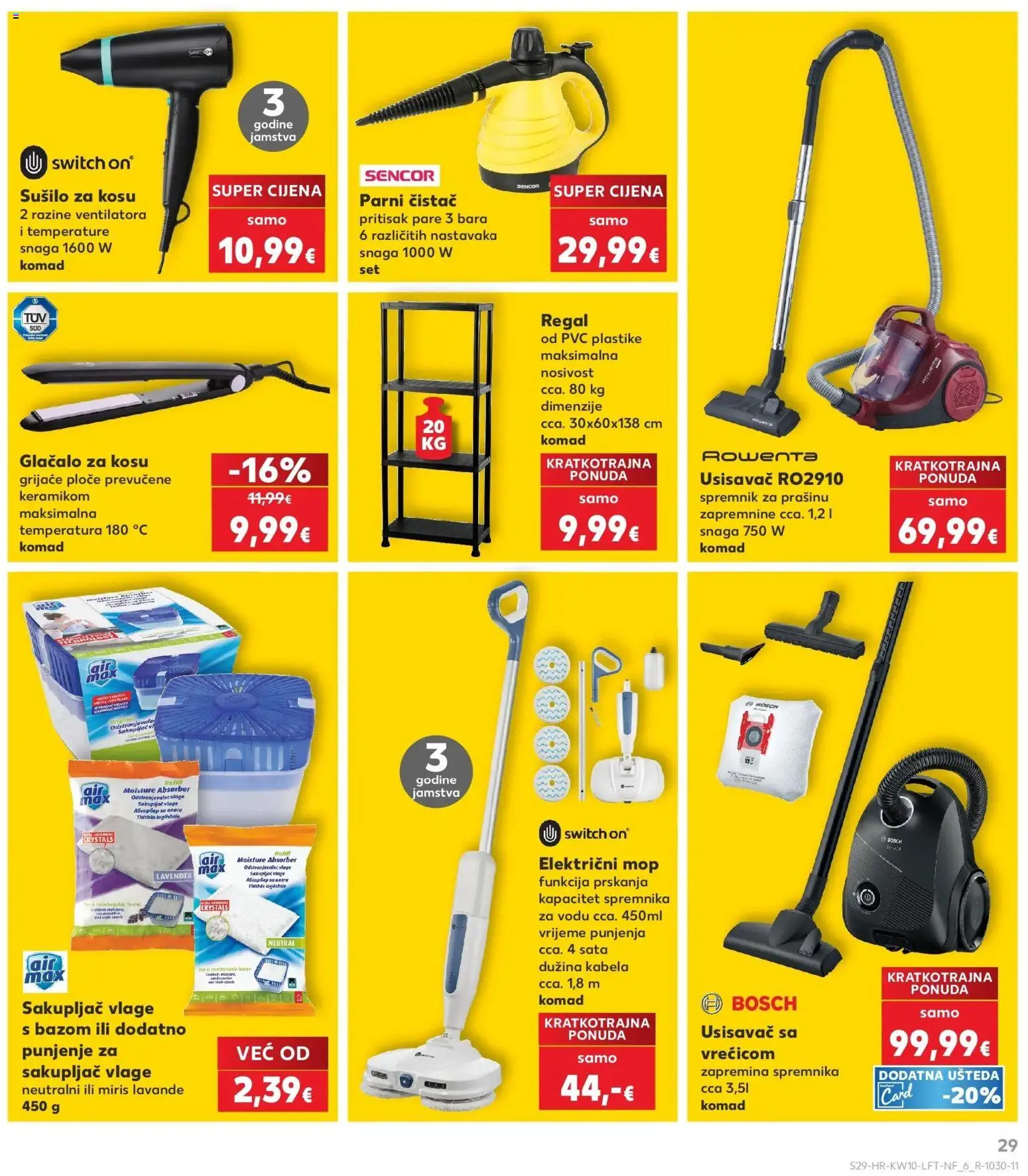Kaufland katalog | vrijedi od 04.03.2026 | Stranica: 29 | Proizvodi: Sušilo za kosu, Miris, Regal, Parni čistač