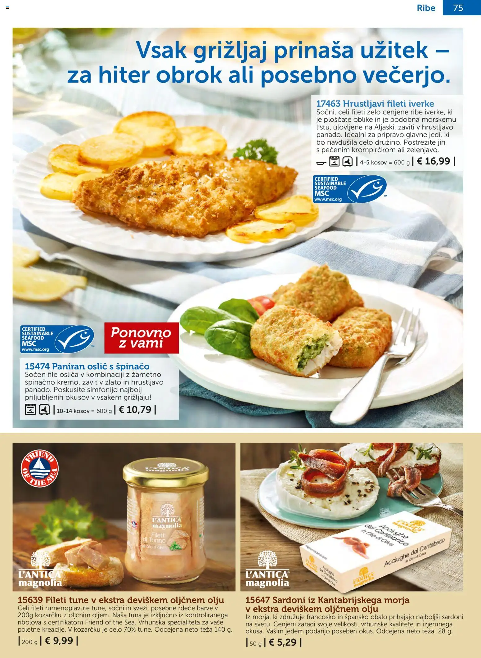Novi Bofrost katalog ponudbe – veljaven od 04.03.2026 | Stran: 75 | Izdelki: Oslič, Teza, Tuna, Ribe
