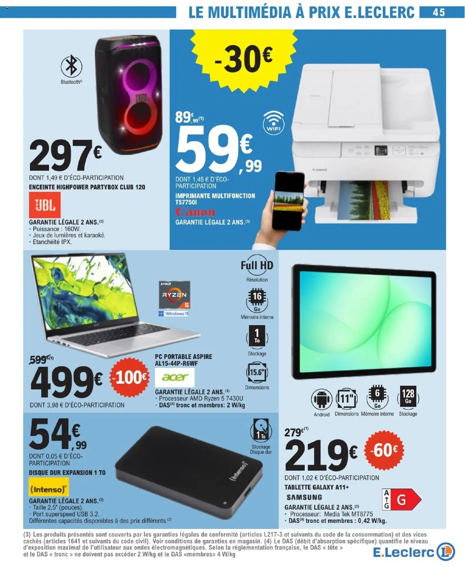 {H1} | Page: 45 | Produits: Enceinte, Imprimante multifonction, PC portable, Portable