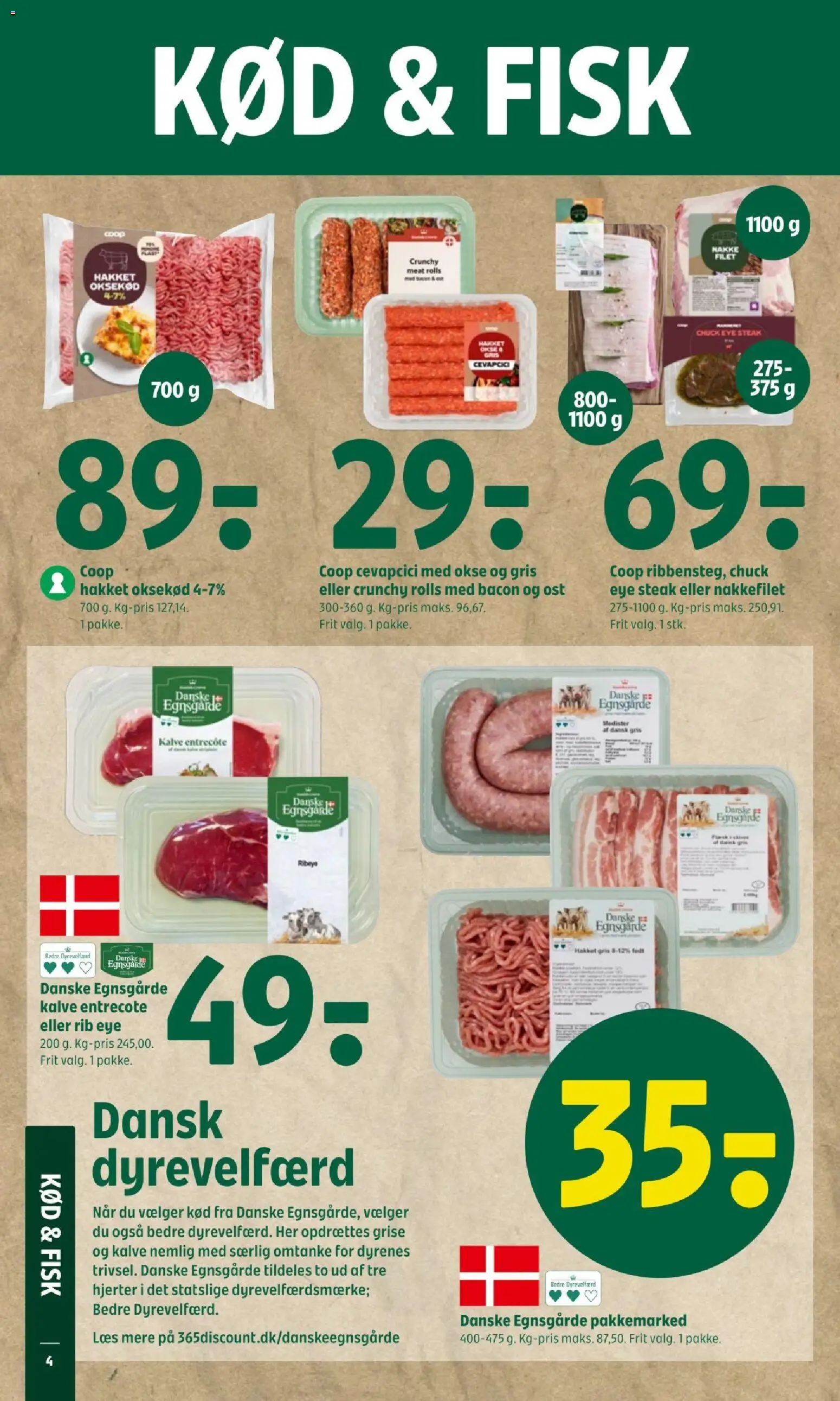 Coop 365 tilbudsavis – gyldig fra 04.04.2026 | Side: 4 | Produkter: Ost, Fisk, Oksekød, Nakkefilet
