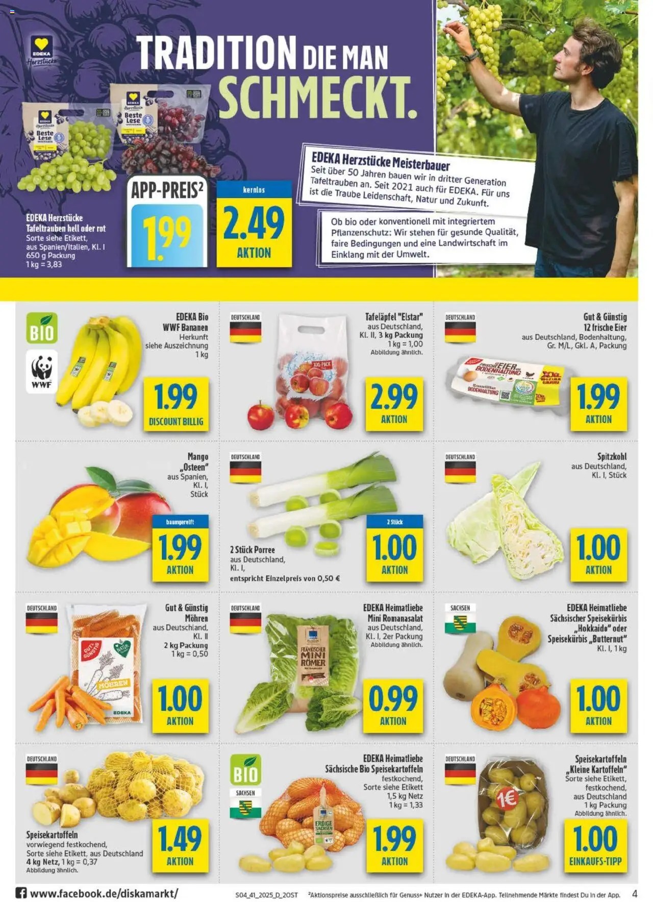 Diska - diska Angebote Sachsen-Thüringen KW41 – gültig ab 06.10.2025 | Seite: 4 | Produkte: Bananen, Mohren, Kartoffeln, Mango