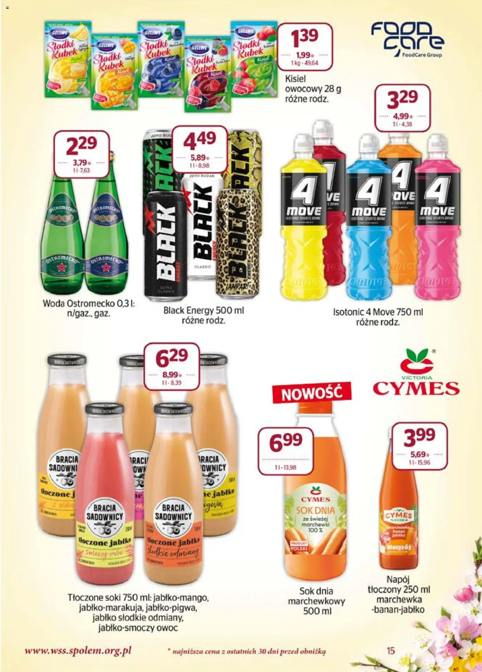 Społem gazetka od 01.04.2026 | Strona: 15 | Produkty: Soki, Sok, Marchewka, Woda