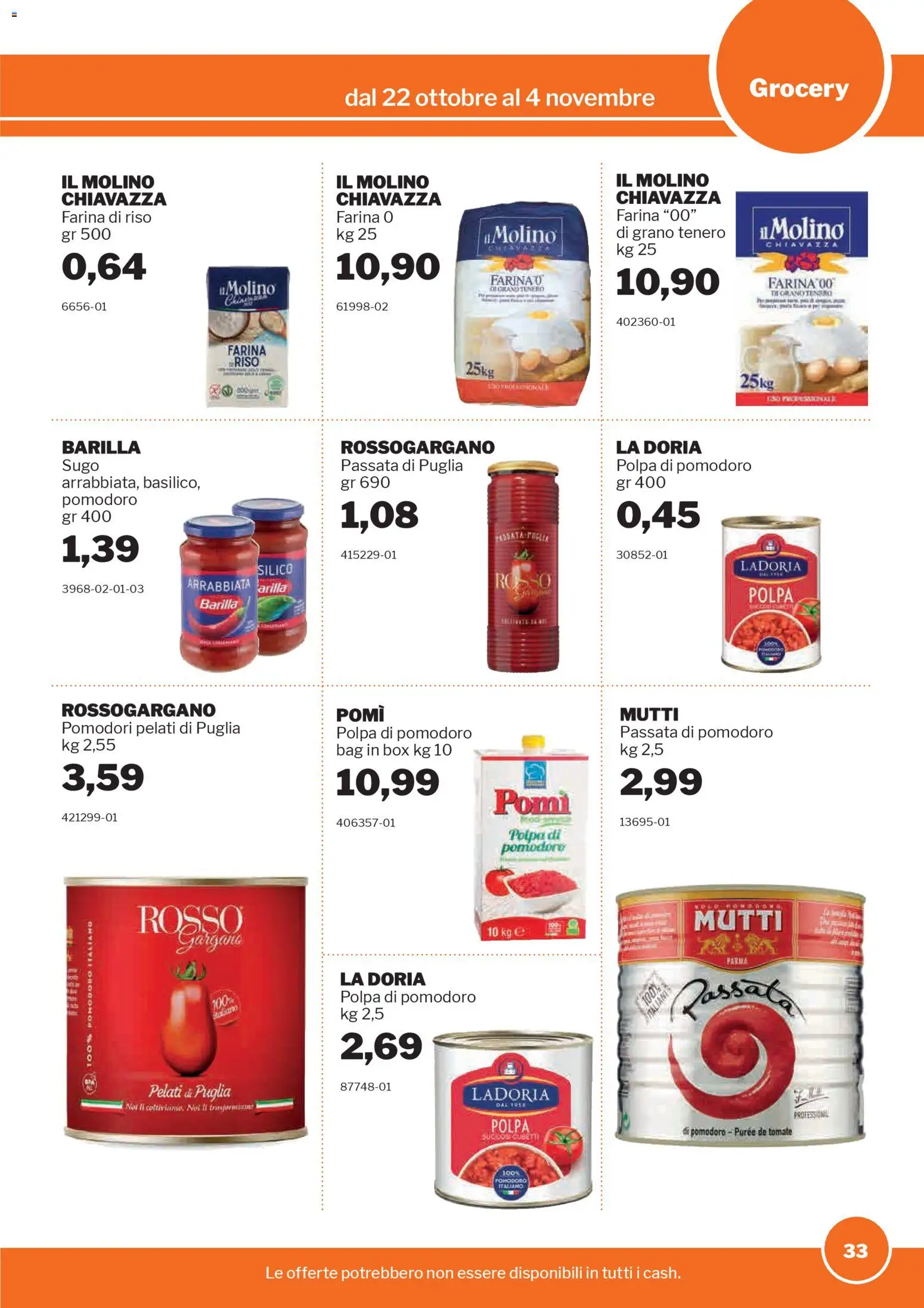 Volantino Sogegross del 22.10.2025 | Pagina: 33 | Prodotti: Riso, Pomodori, Passata di pomodoro, Sugo
