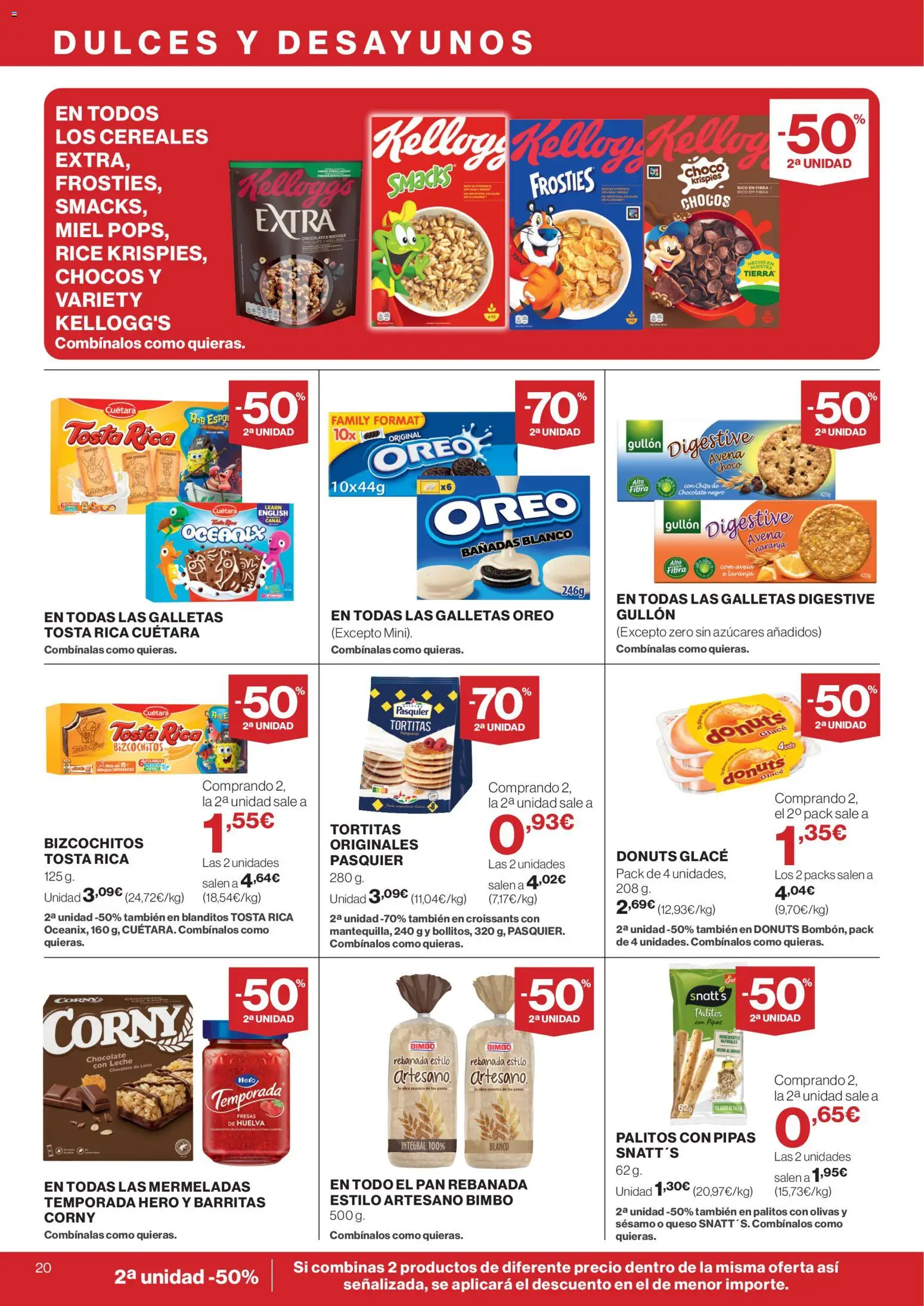 Hipercor catálogo │ válido desde el 09.04.2026 | Página: 20 | Productos: Leche, Queso, Chocolate, Cereales