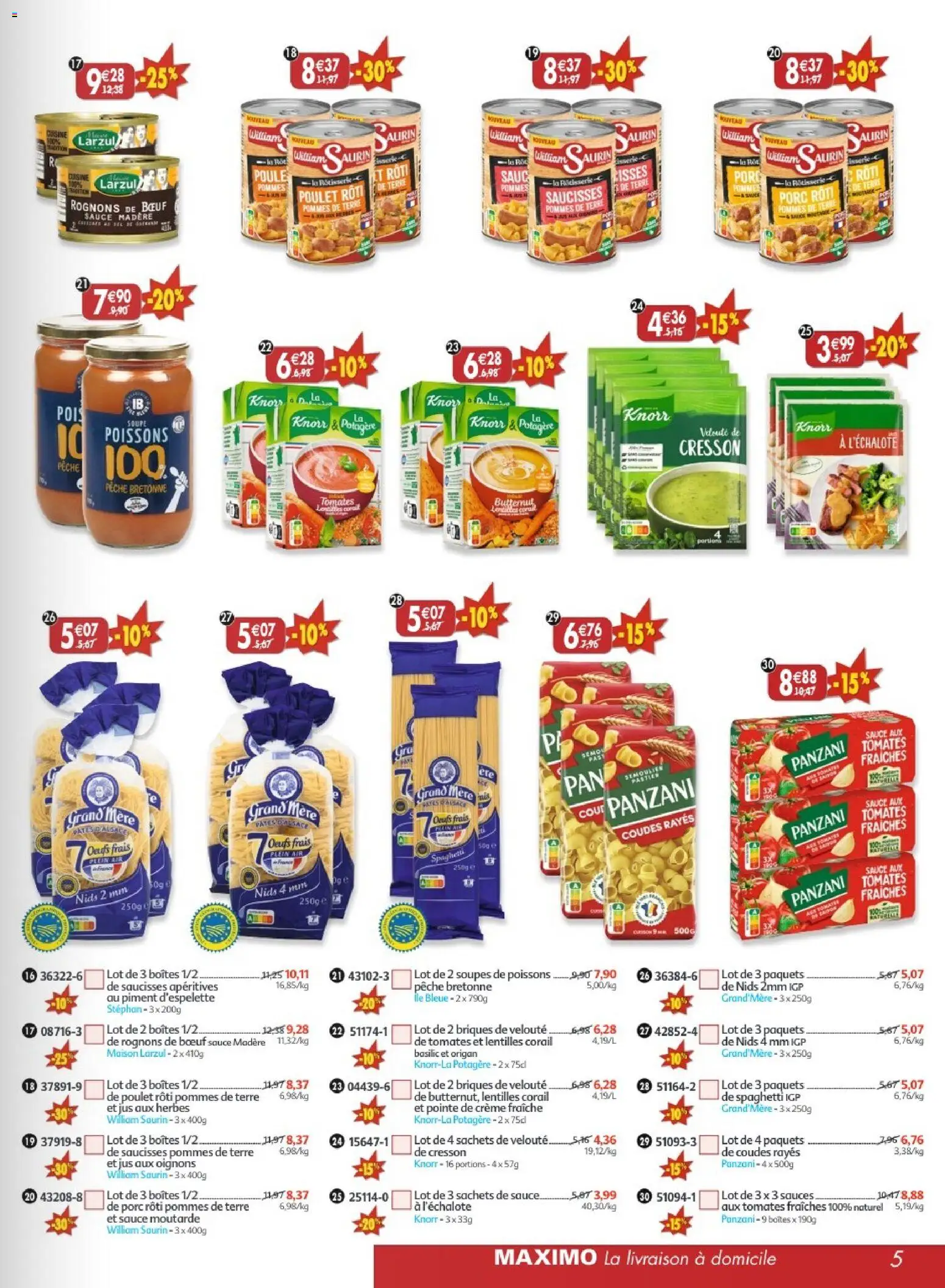 {H1} | Page: 5 | Produits: Pêche, Briques, Oignons, Crème