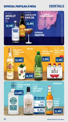 Makro - Especial Partilha à Mesa │ válido de 05.08.2025 | Página: 44 | Produtos: Rum, Licor, Mesa, Sumo