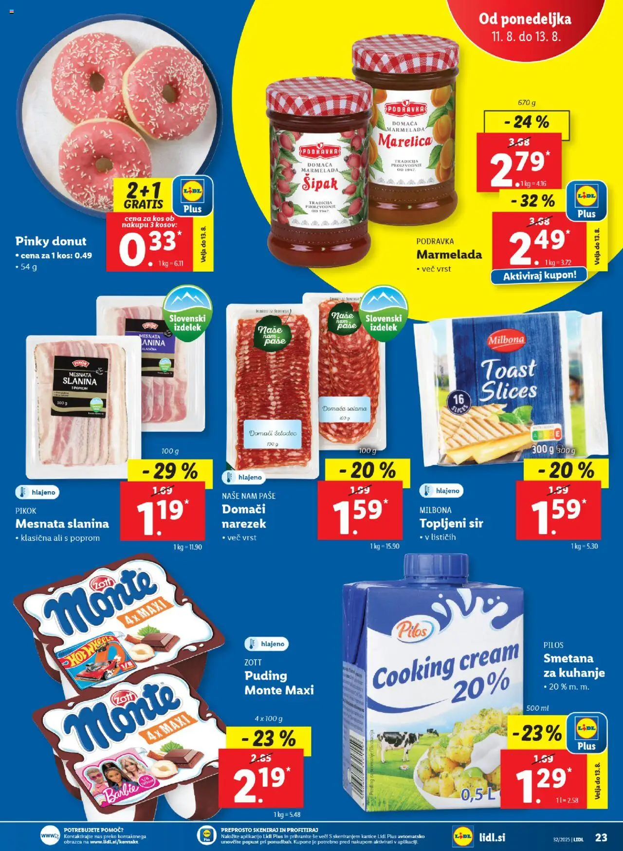 Lidl katalog │ velja od 07.08.2025 | Stran: 43 | Izdelki: Puding, Marmelada, Sir, Salama