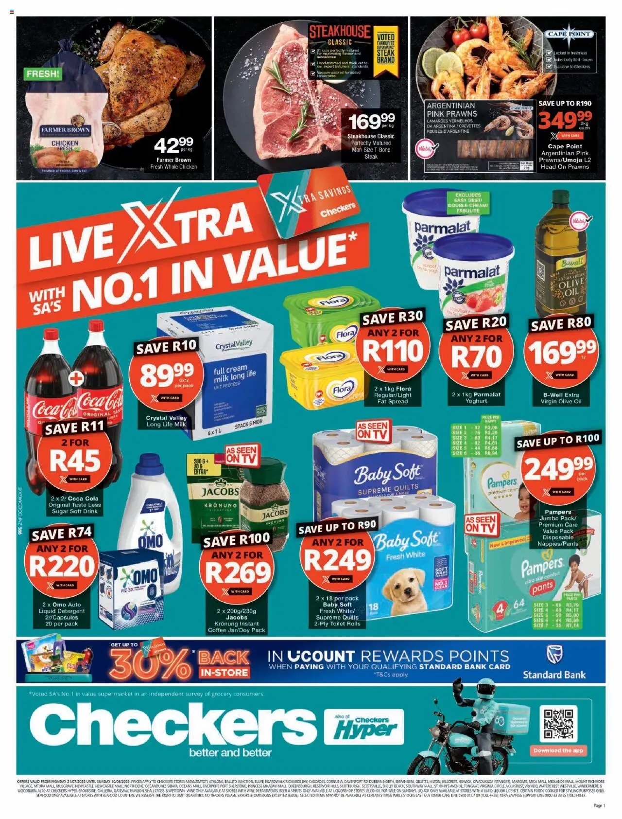 Checkers KwaZulu-Natal - July Month-End Promotion │ valid from 21.07.2025 | Page: 1 | Products: TV, Toilet, Coffee, Sugar