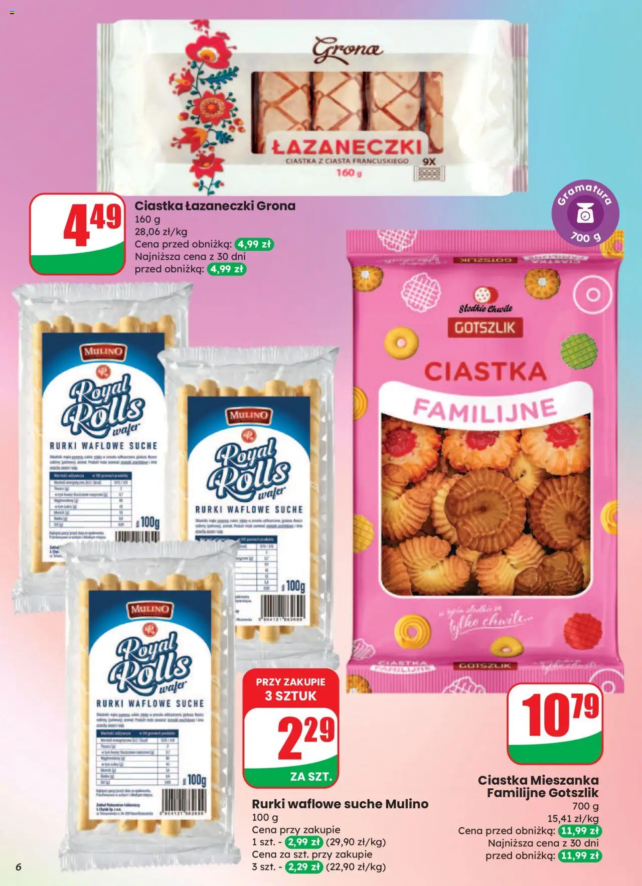 Dino Gazetka od 06.08.2025 | Strona: 6 | Produkty: Ciastka, Rurki waflowe