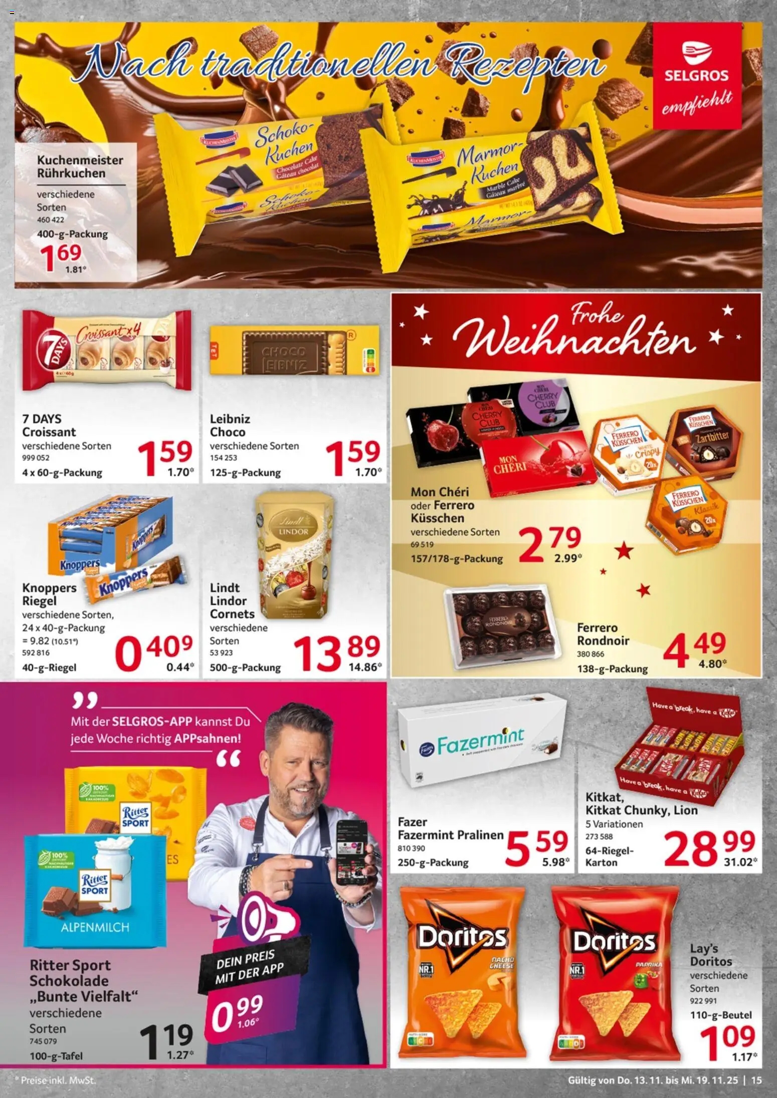 Selgros Prospekt 	 – gültig ab 13.11.2025 | Seite: 15 | Produkte: Ritter sport, Paprika, Knoppers, Lindt