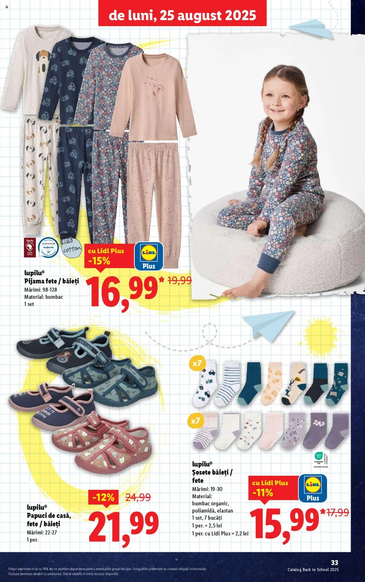 Lidl - Din nou la școală! – valabil de la 11.08.2025 | Pagină: 33 | Produse: Șosete, Papuci