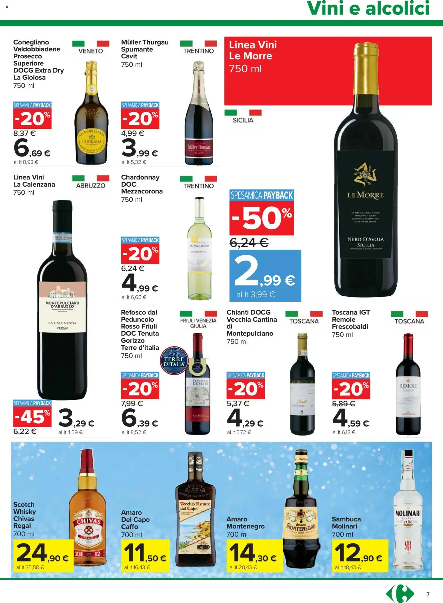 Volantino Carrefour del 27.12.2025 | Pagina: 7 | Prodotti: Prosecco, Whisky, Spumante, Amaro