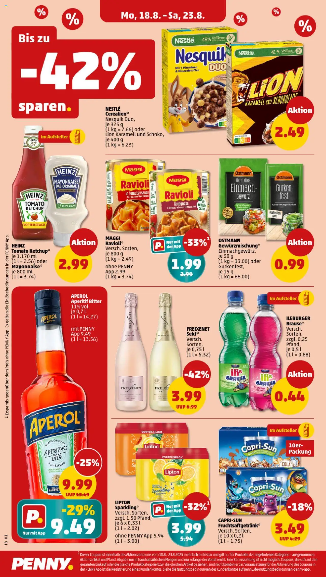 Penny Prospekt 	 - gültig ab dem 18.08.2025 | Seite: 18 | Produkte: Nesquik, Aperol, Ketchup, Gurken