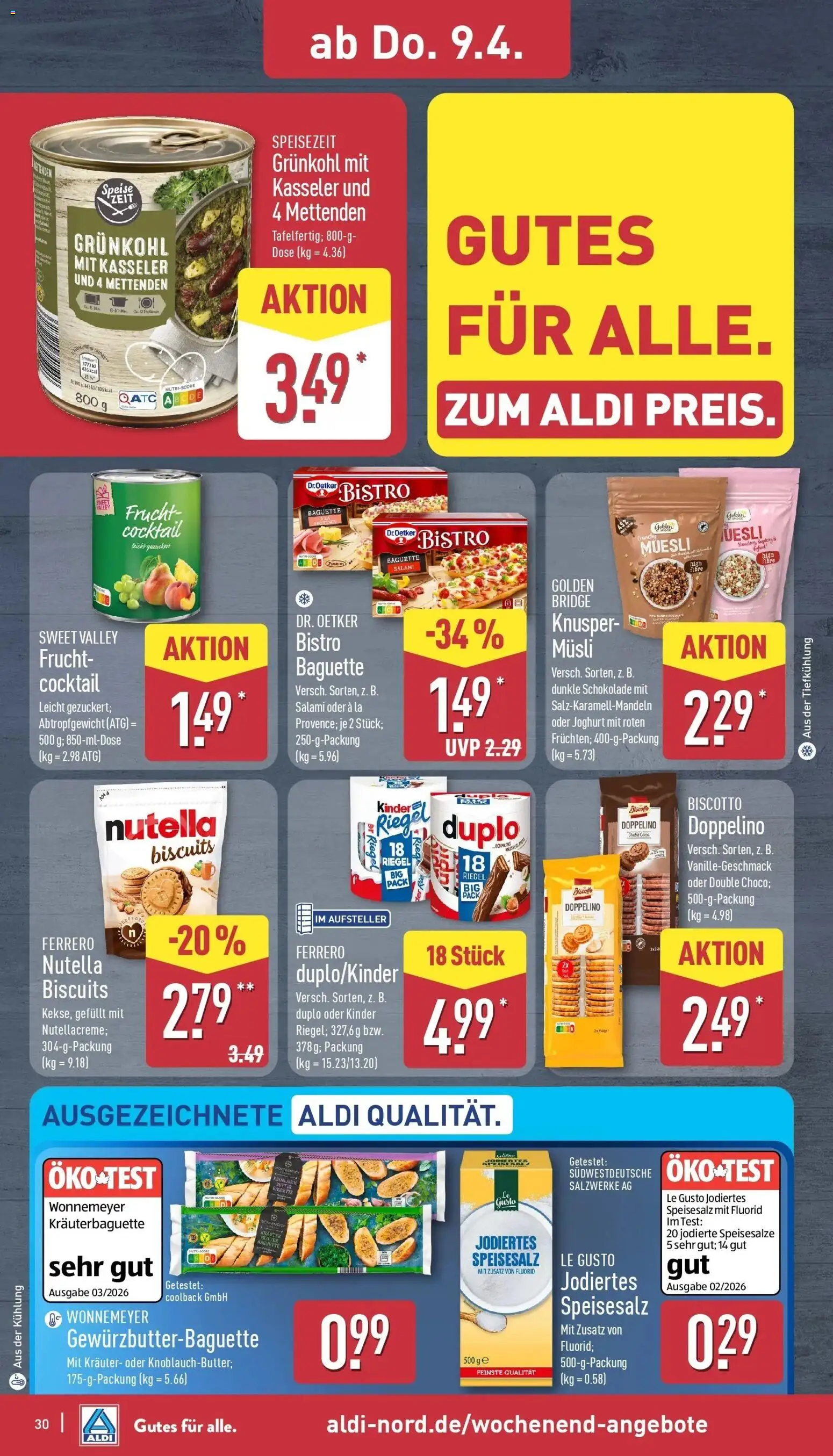 Aldi - ALDI Nord: Wochenangebote – gültig ab 05.04.2026 | Seite: 31 | Produkte: Joghurt, Schokolade, Dunkle schokolade, Salami