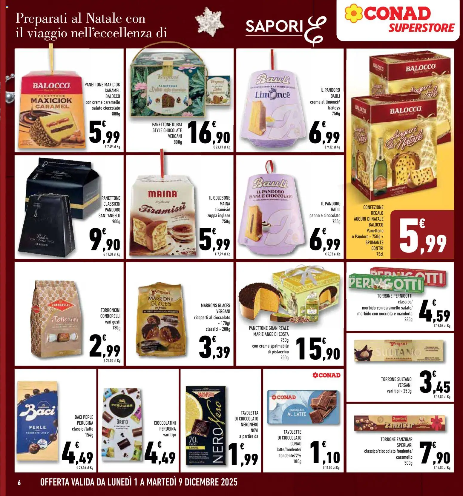 Volantino Conad del 01.12.2025 | Pagina: 6 | Prodotti: Crema, Panna, Latte, Torroncini