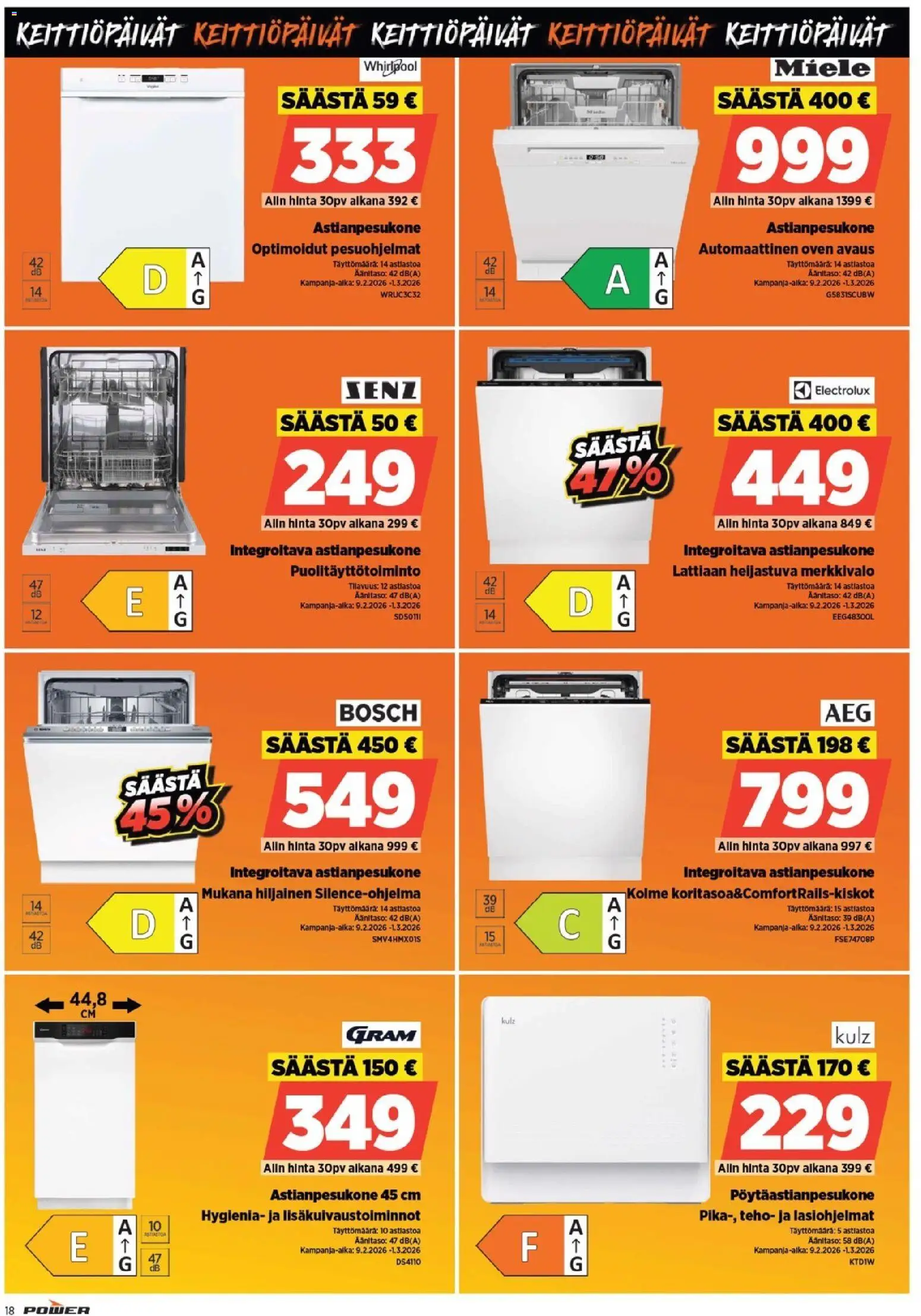 Power tarjoukset – voimassa 16.02.2026 alkaen | Sivu: 18 | Tuotteet: Astianpesukone
