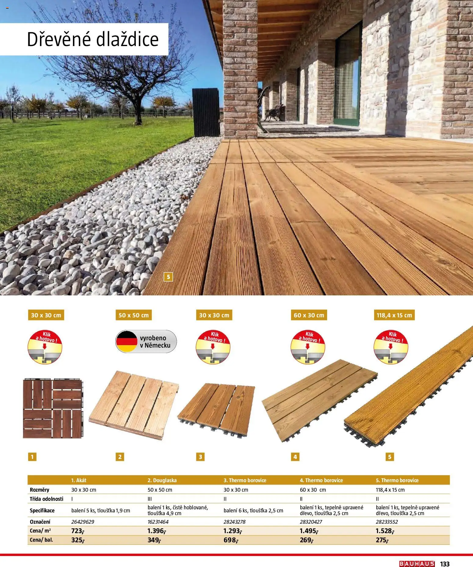 Bauhaus katalog Záhradní nábytek od 08.04.2026 | Strana: 133 | Produkty: Dřevěné dlaždice