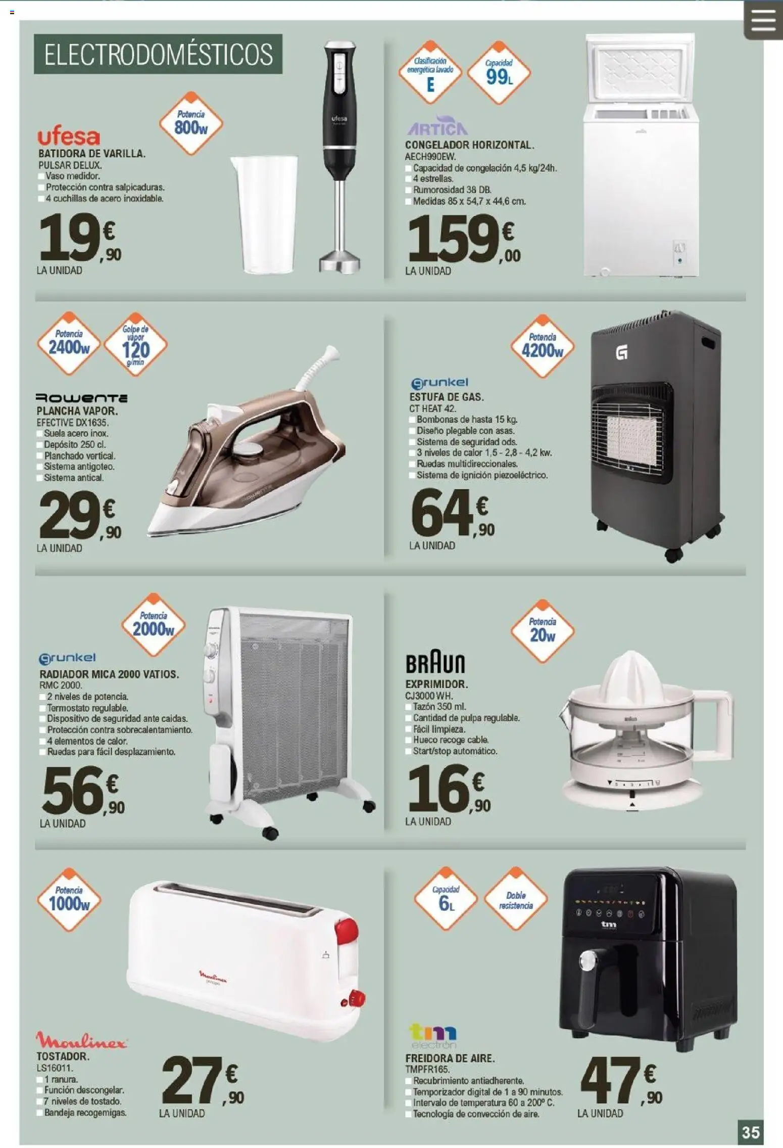 E.Leclerc folleto │ válido desde el 07.01.2026 | Página: 35 | Productos: Congelador, Batidora, Freidora, Radiador