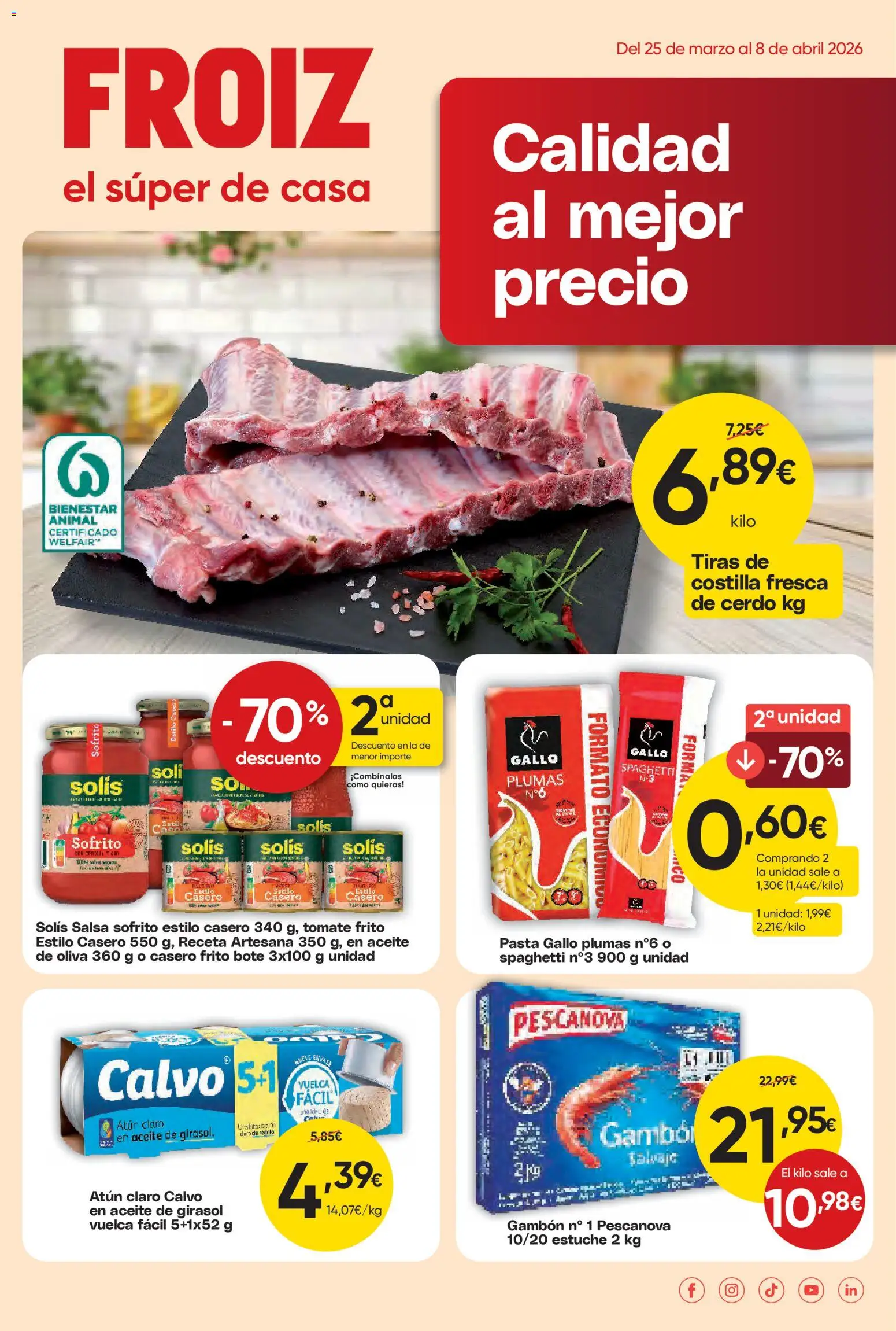 Froiz folleto │ válido desde el 25.03.2026 | Página: 1 | Productos: Cerdo, Pasta, Aceite de girasol, Atún claro