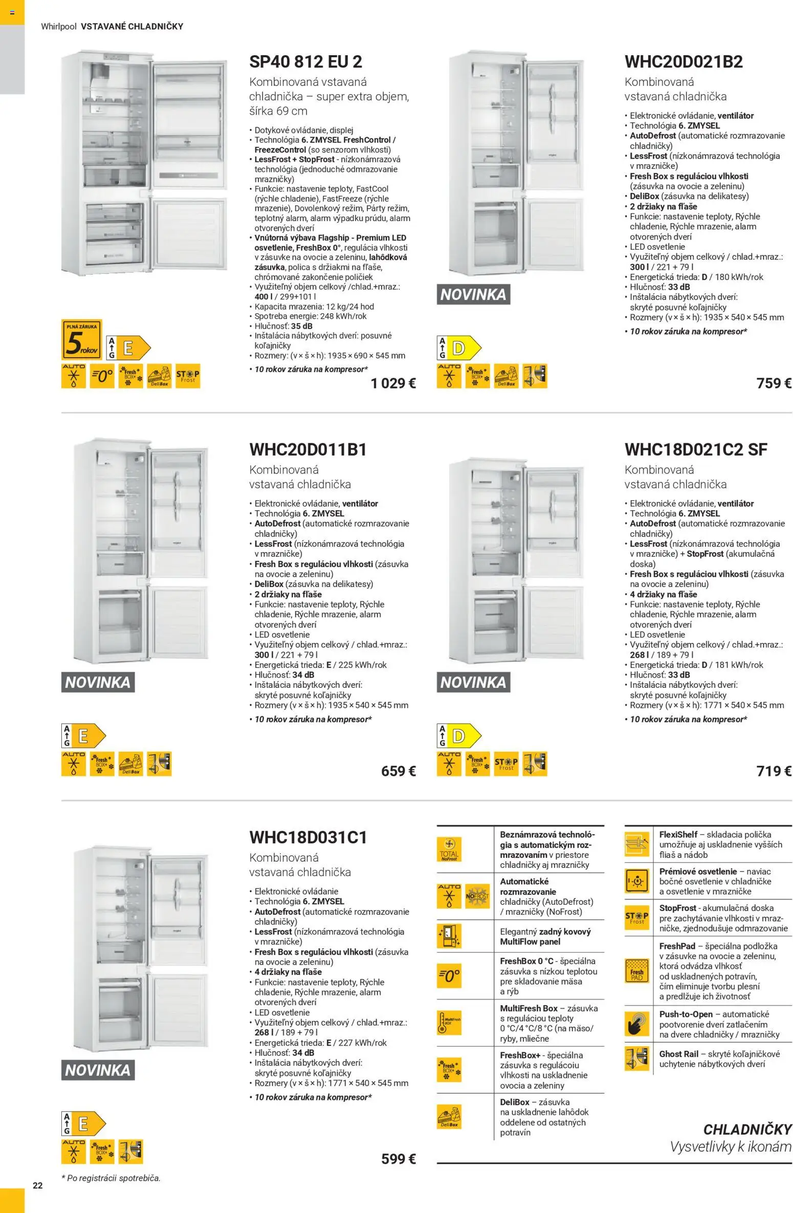 Nové Whirlpool akcie – leták je platný od 12.11.2025 | Strana: 22 | Produkty: Led osvetlenie, Osvetlenie, Mrazničky, Chladnička