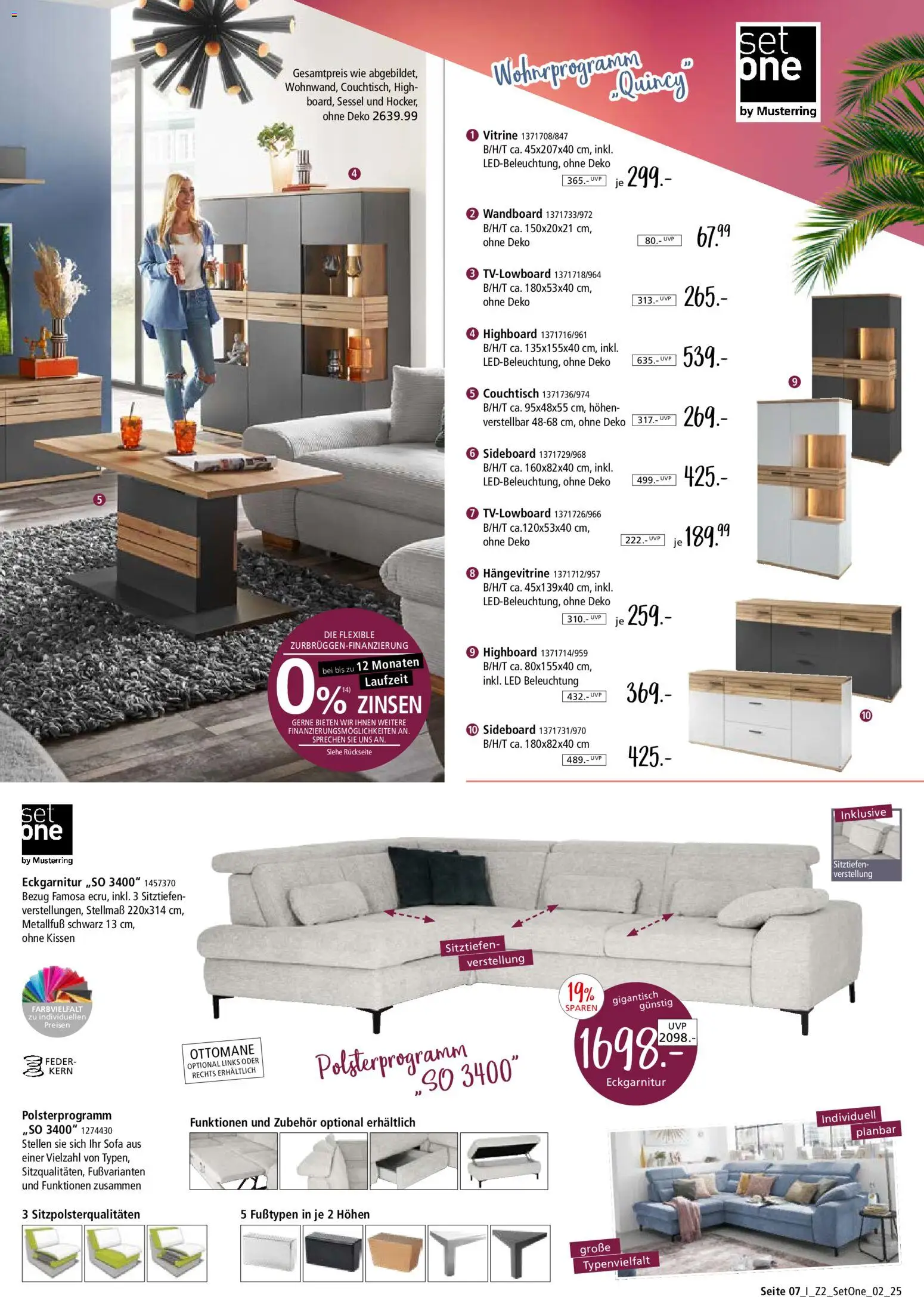 Zurbrüggen - Set One by Musterring – gültig ab 22.12.2025 | Seite: 7 | Produkte: Sideboard, HIghboard, Kissen, Sessel