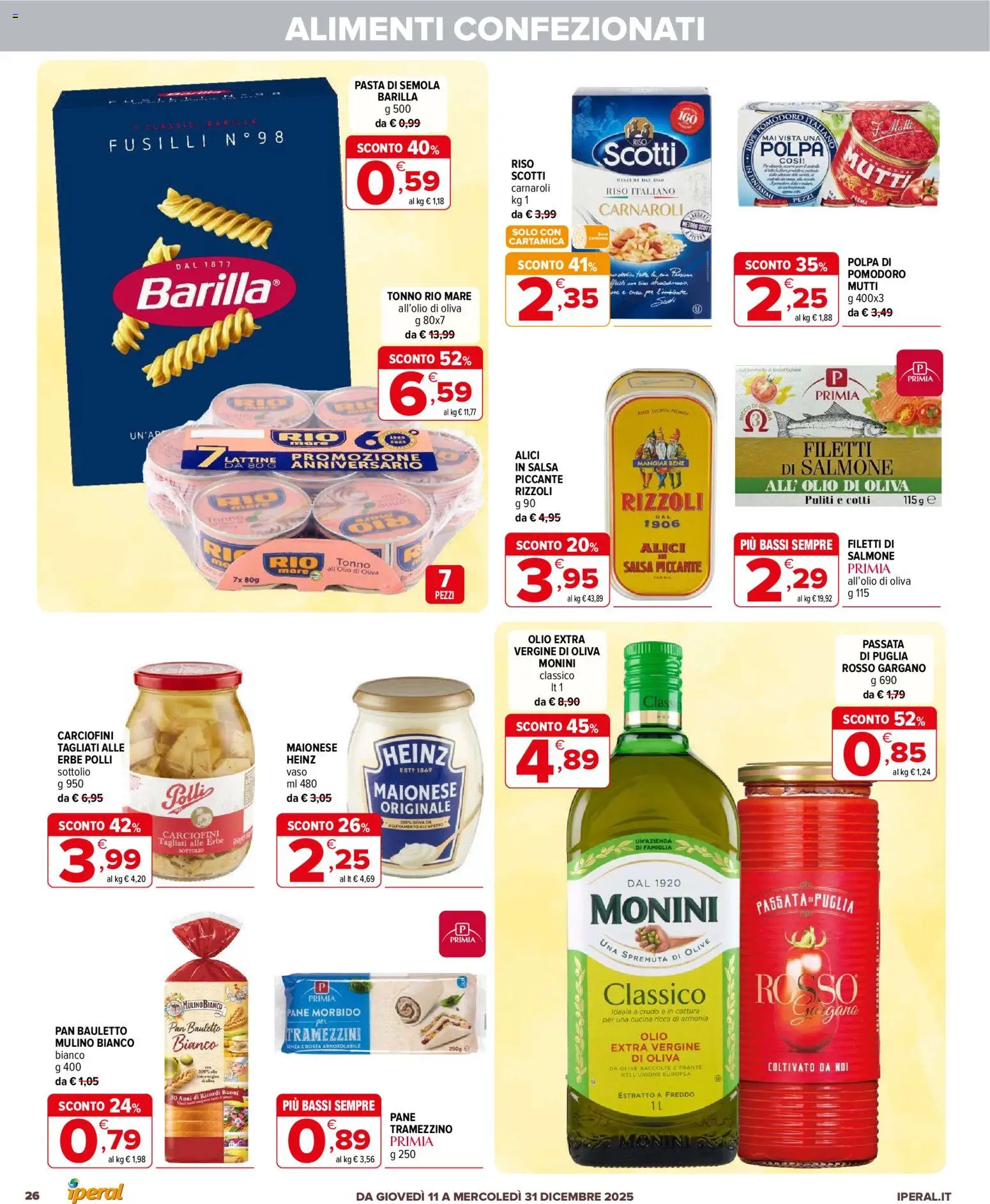 Volantino Iperal del 11.12.2025 | Pagina: 26 | Prodotti: Salmone, Riso, Olio, Vaso