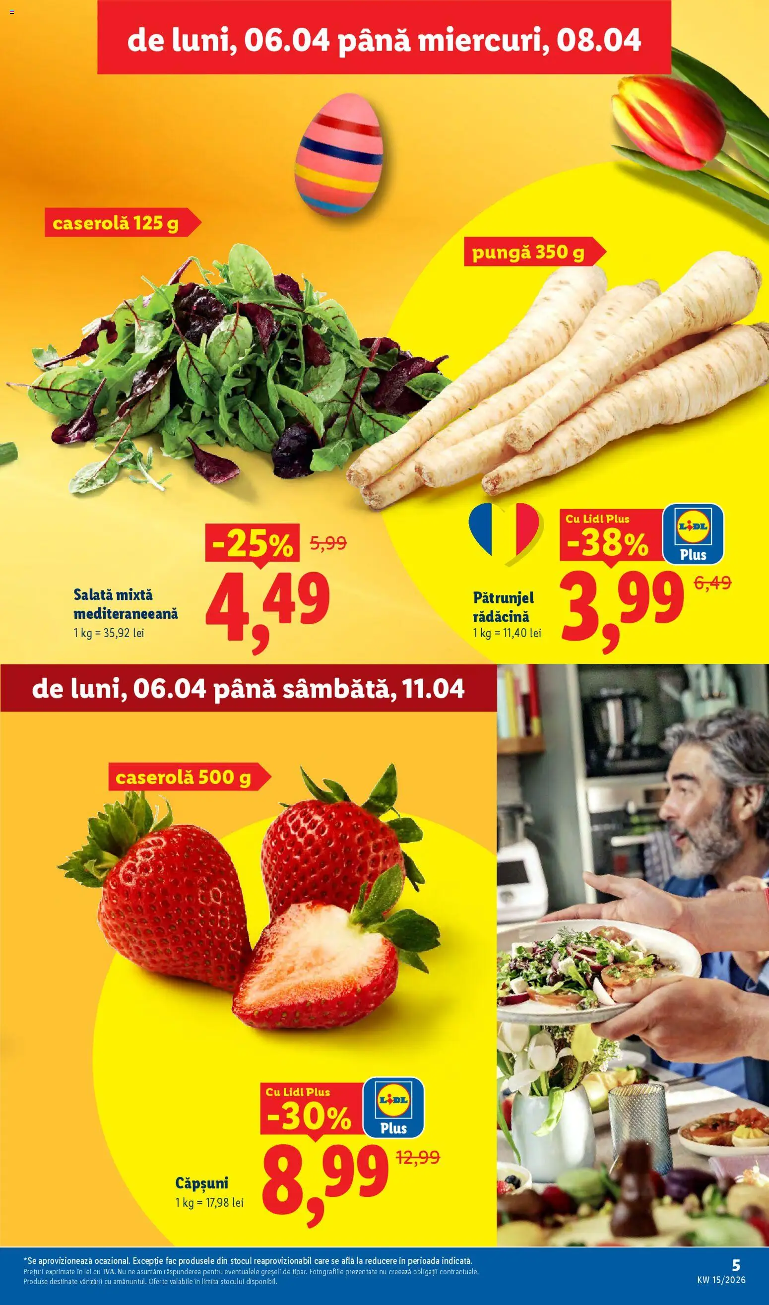Noul catalog Lidl – valabil de la 06.04.2026 | Pagină: 5 | Produse: Pătrunjel, Pungă, Căpșuni, Salată