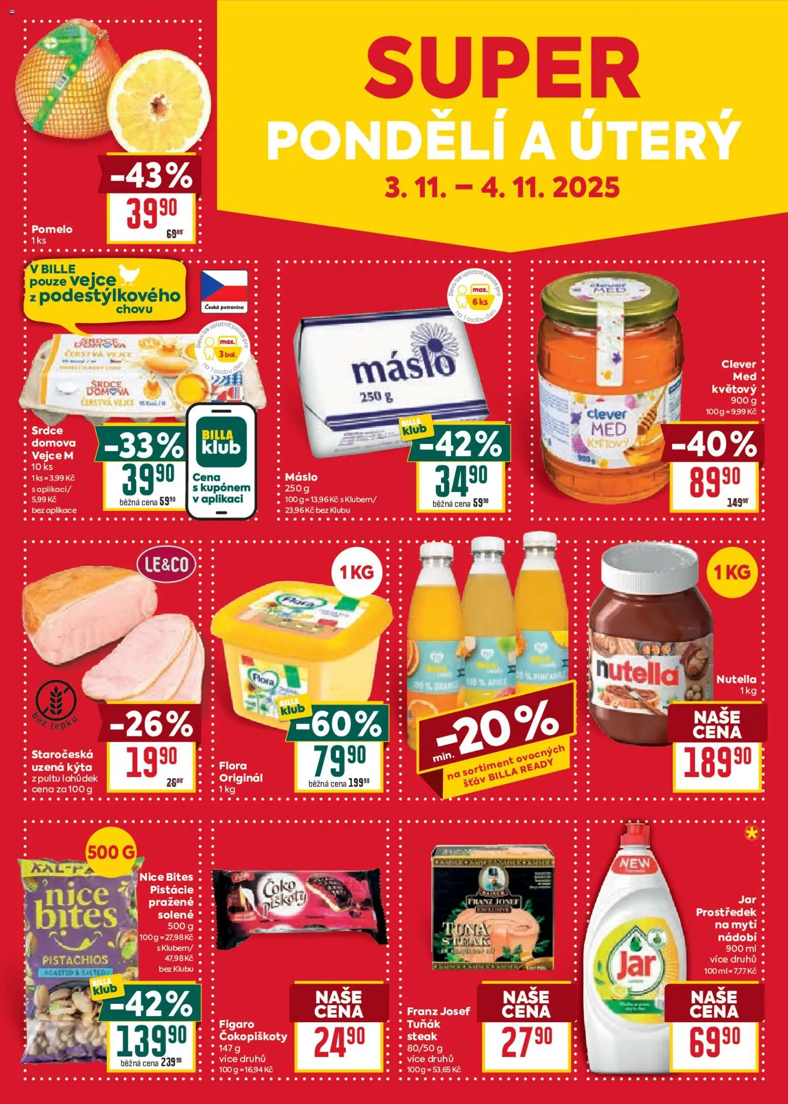 Billa Velký leták od 29.10.2025 | Strana: 42 | Produkty: Pomelo, Nádobí, Kýta, Clever