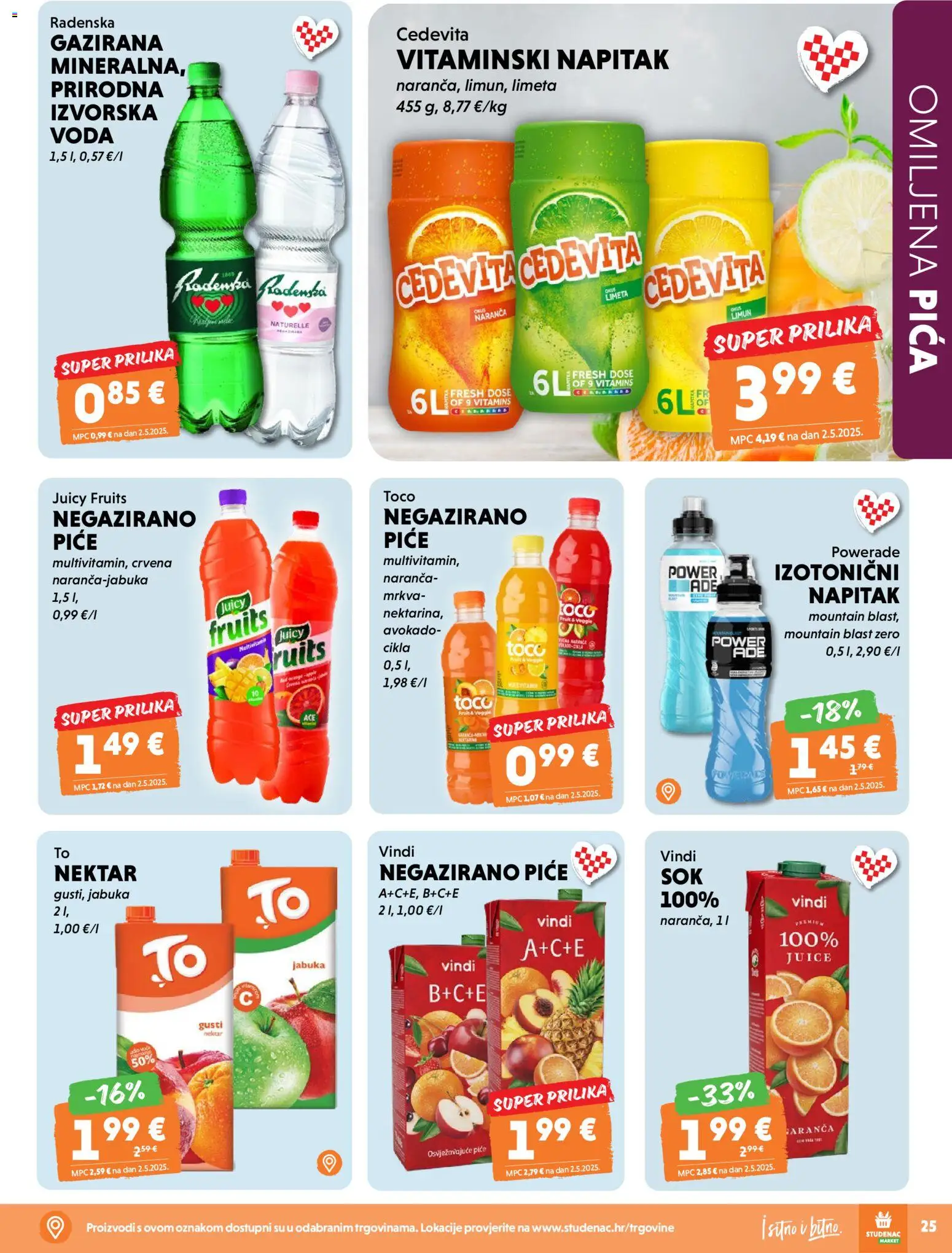 Studenac katalog | vrijedi od 22.04.2026 | Stranica: 25 | Proizvodi: Voda, Dove, Cedevita, Jabuka