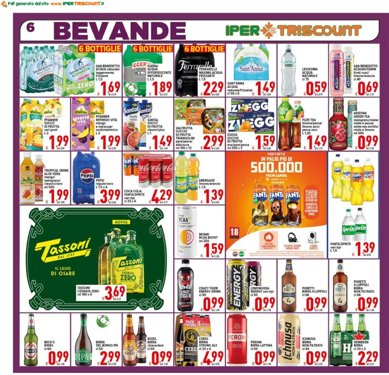Volantino Ipertriscount del 17.04.2026 | Pagina: 6 | Prodotti: Birra, Acqua, Aloe vera, Ferrarelle