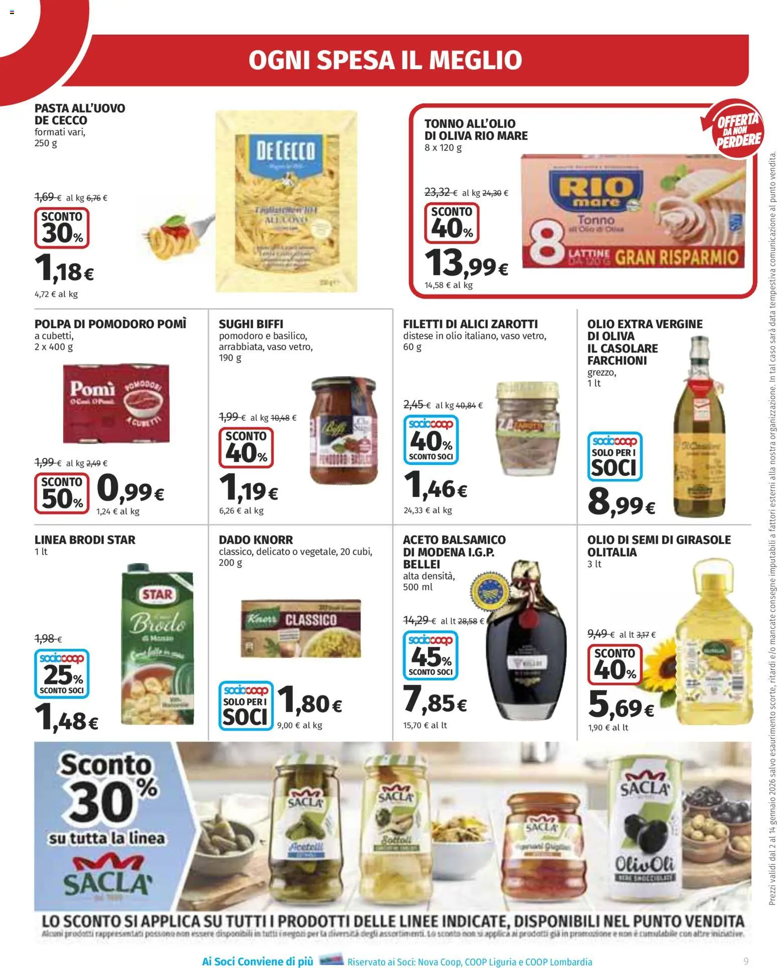 Volantino Ipercoop del 02.01.2026 | Pagina: 9 | Prodotti: Olio, Pomodori, Pasta, Olio di semi di girasole