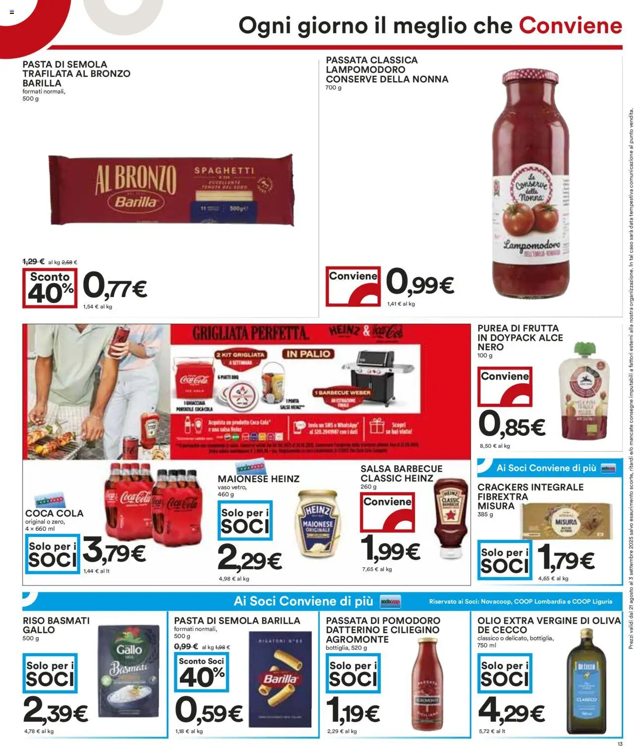 Volantino COOP del 21.08.2025 | Pagina: 13 | Prodotti: Frutta, Pasta, Crackers, Vaso