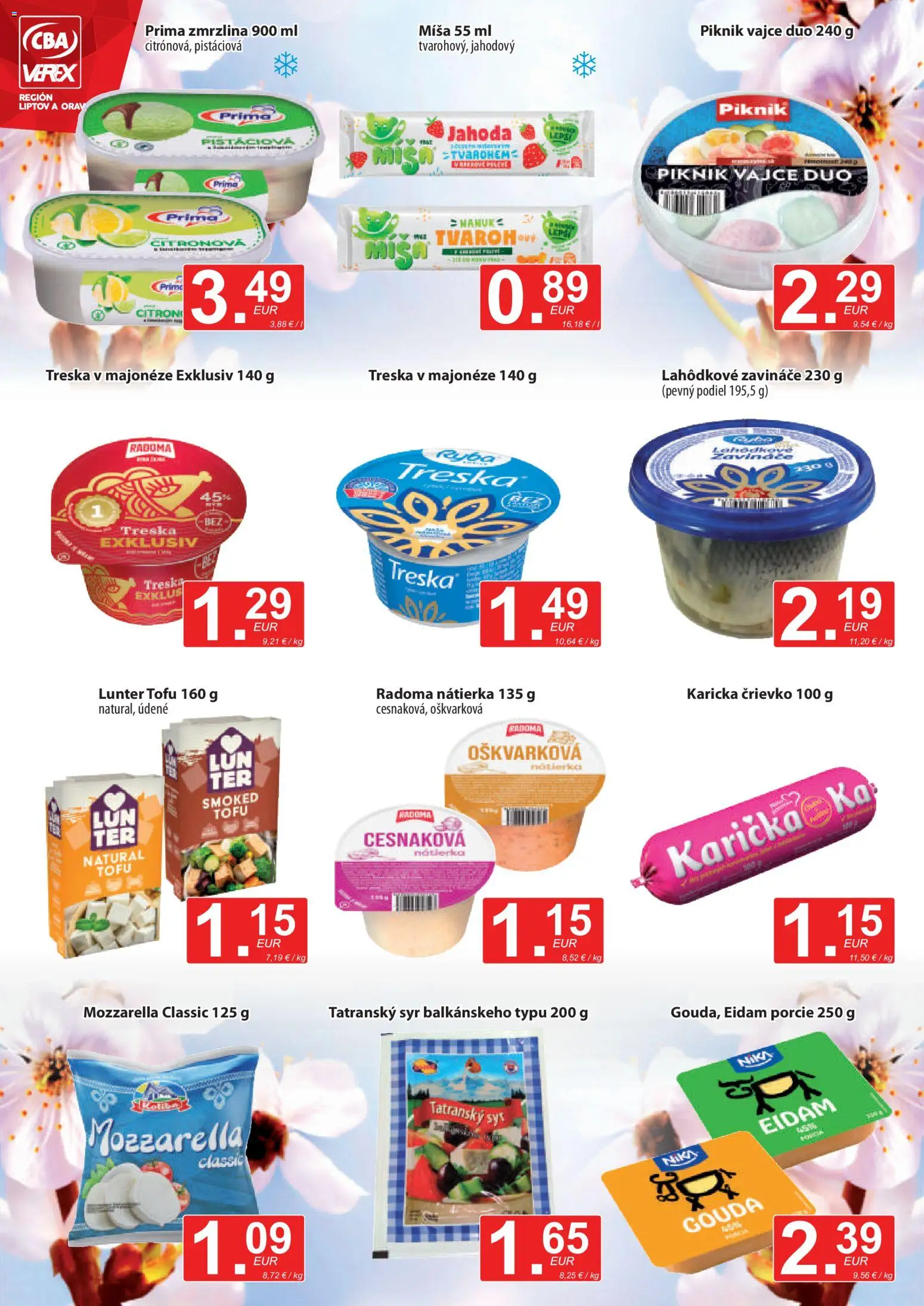 Nové CBA Verex akcie – leták je platný od 16.04.2026 | Strana: 4 | Produkty: Syr, Gouda, Tofu, Zmrzlina