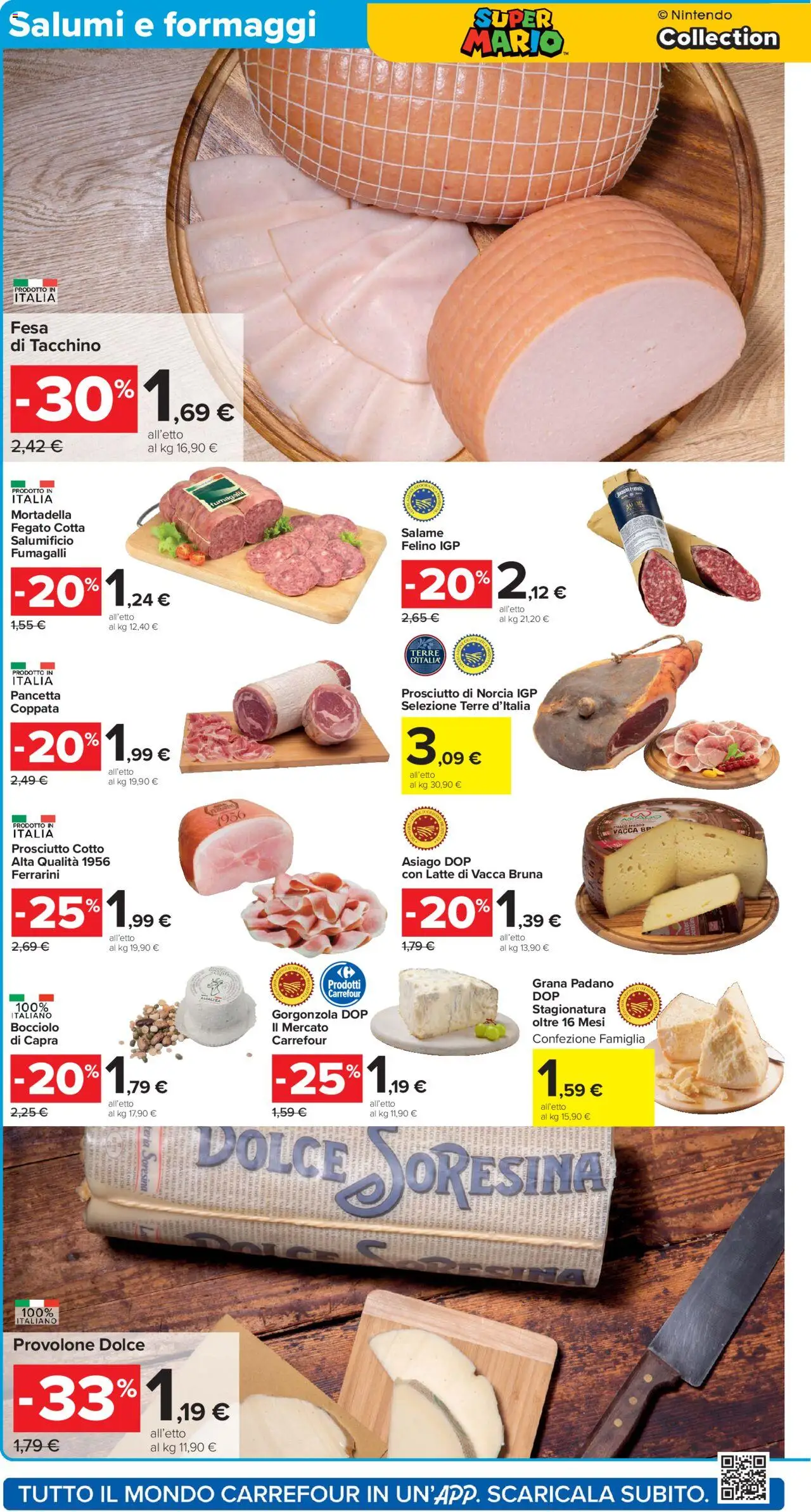 Volantino Carrefour del 10.10.2025 | Pagina: 6 | Prodotti: Provolone, Pancetta, Tacchino, Latte