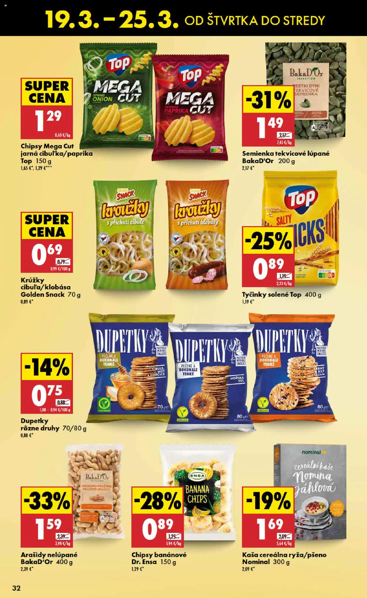 Nové Biedronka akcie – leták je platný od 19.03.2026 | Strana: 32 | Produkty: Paprika, Chipsy, Arašidy