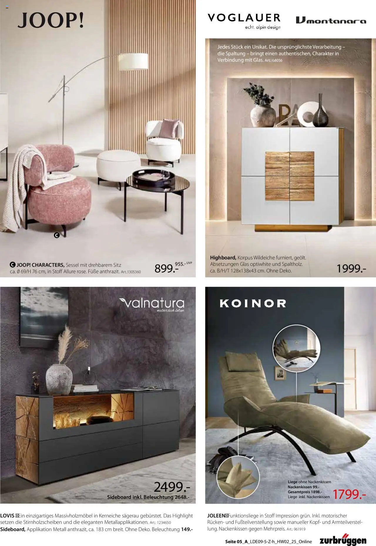 Zurbrüggen Hochwert – gültig ab 08.09.2025 | Seite: 9 | Produkte: Sideboard, Sessel, Liege
