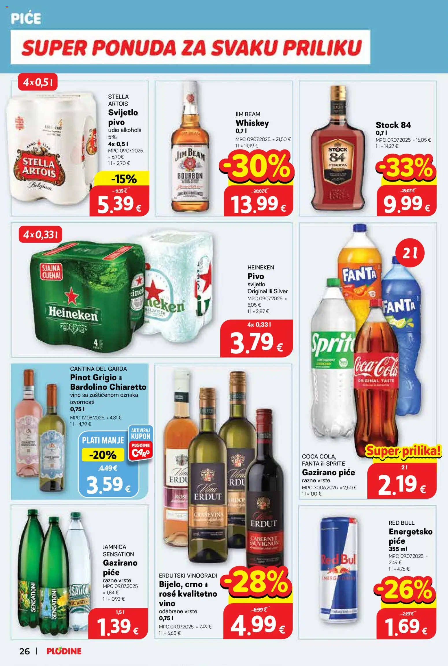 Plodine katalog | vrijedi od 18.02.2026 | Stranica: 26 | Proizvodi: Fanta, Sprite, Vino, Red Bull