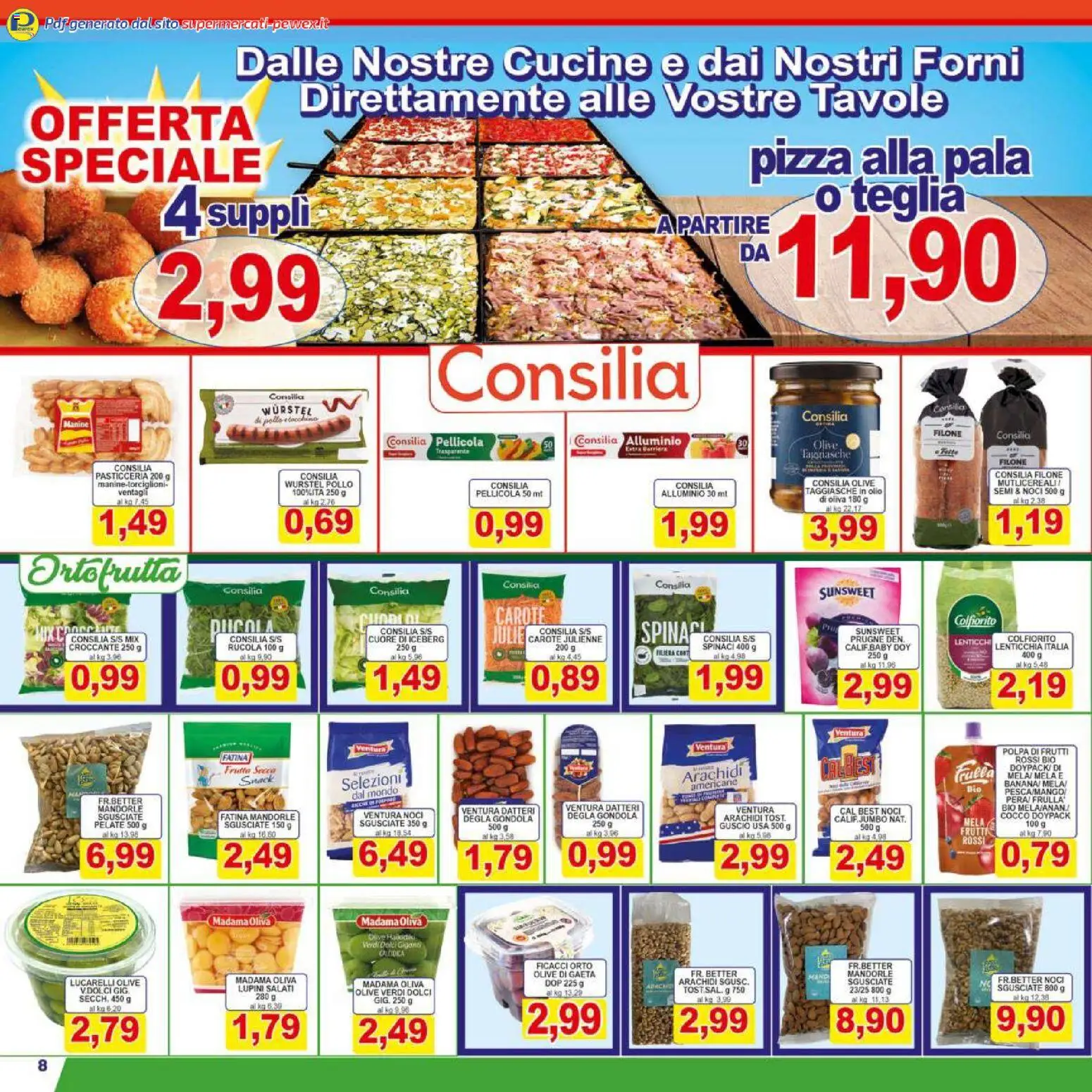 Volantino Pewex del 27.03.2026 | Pagina: 8 | Prodotti: Teglia, Cucine, Rucola, Mandorle
