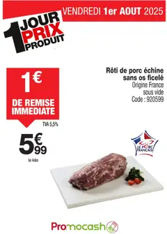 Promocash - Prévisualisation de Promocash - Boucherie - 1j1p rôti de porc échine valide à partir de 01.08.2025