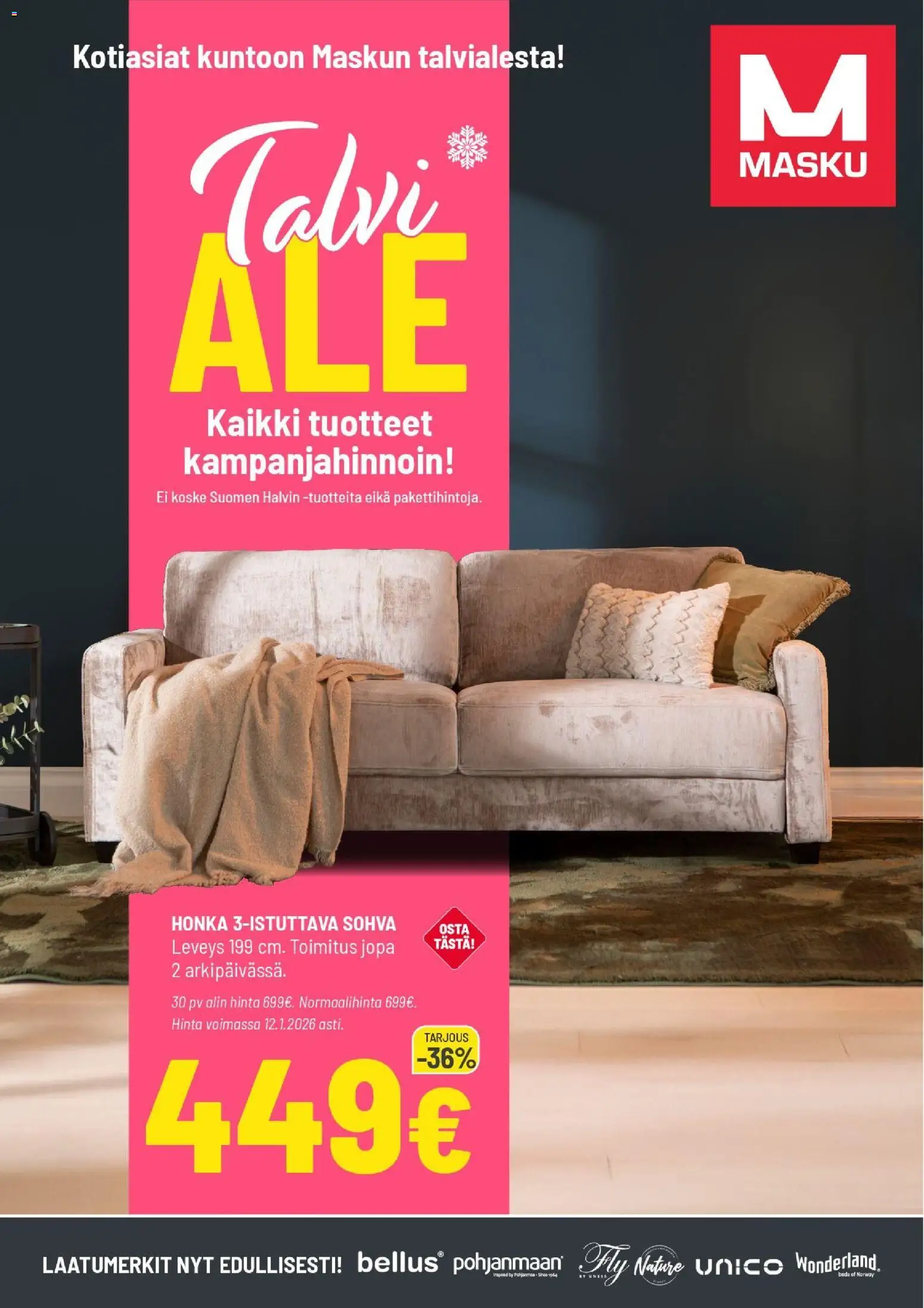 Masku tarjoukset – voimassa 05.01.2026 alkaen | Sivu: 1 | Tuotteet: Sohva