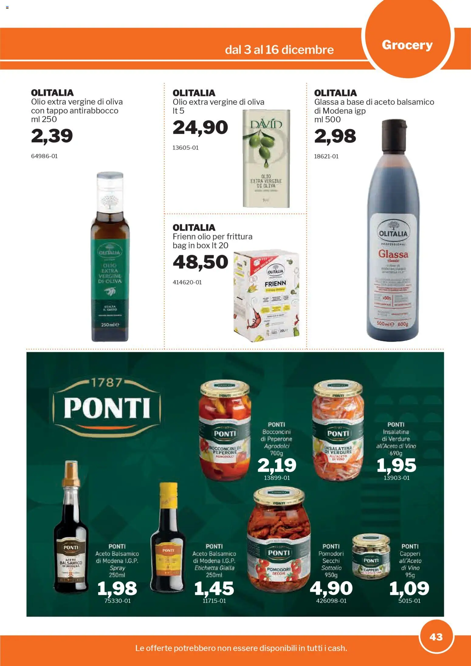 Volantino Sogegross del 03.12.2025 | Pagina: 43 | Prodotti: Olio, Aceto, Olio extra vergine, Glassa