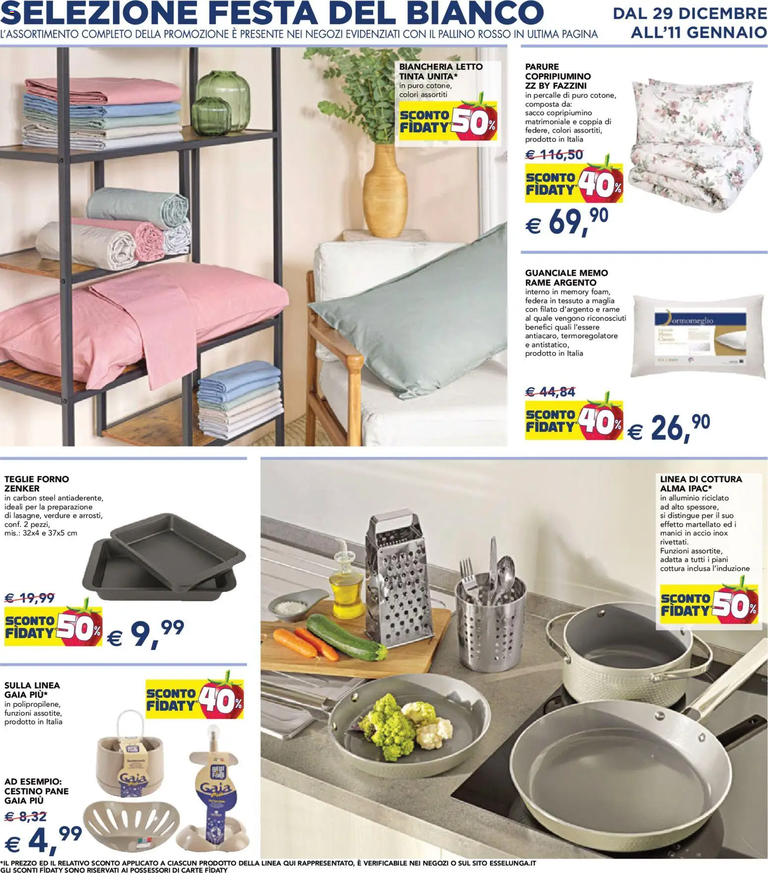 Volantino Esselunga S del 02.01.2026 | Pagina: 10 | Prodotti: Copripiumino, Alluminio, Federa, Guanciale