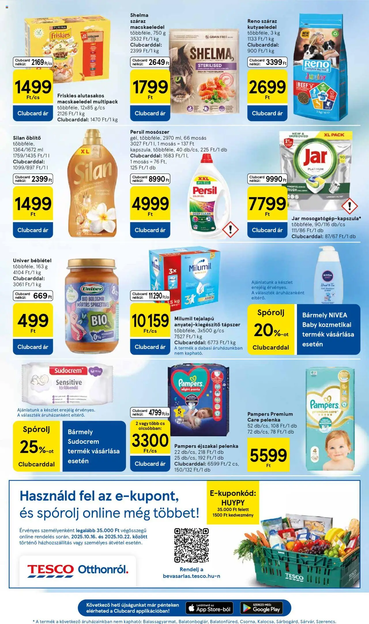 Tesco akciós ujság - amely érvényes a következő dátumtól: 16.10.2025 | Oldal: 9 | Termékek: Pampers, Pelenka, Mosószer, Bébiétel