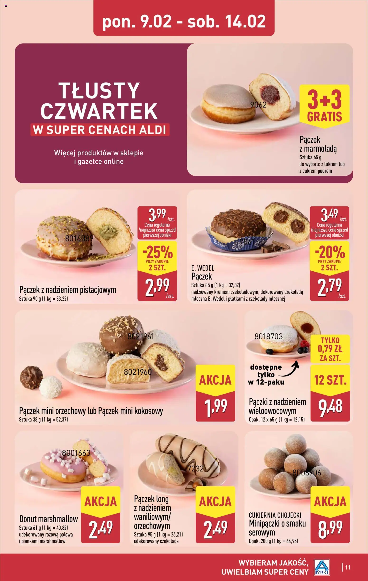 Aldi Gazetka - Okazje na weekend od 12.02.2026 | Strona: 11 | Produkty: Czekolada mleczna, Pączki, Donut, Czekolada