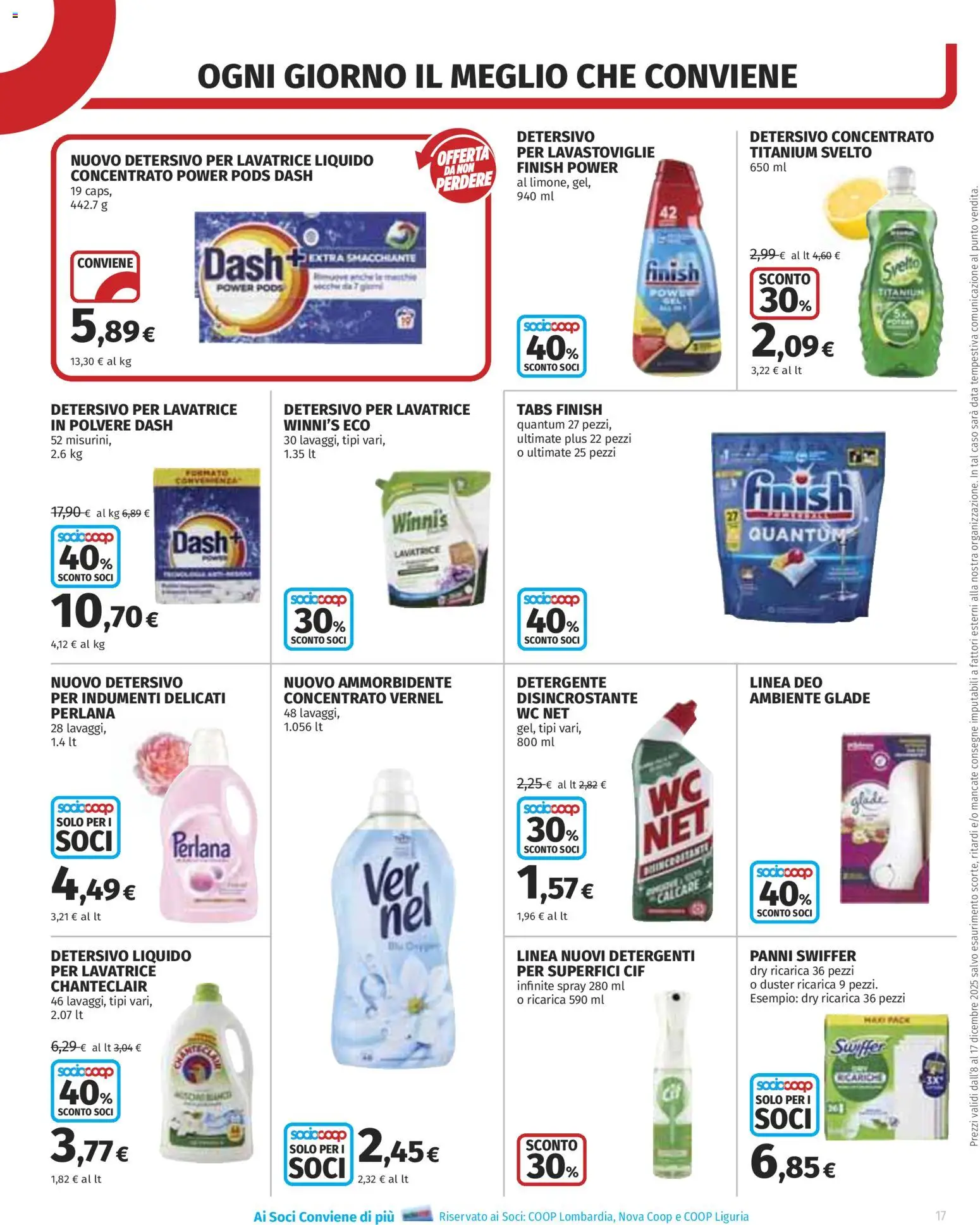 Volantino COOP del 08.12.2025 | Pagina: 17 | Prodotti: Ammorbidente, Detergente, Lavatrice, Lavastoviglie