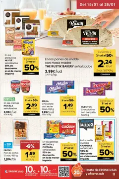 Vista previa Eroski folleto válido desde el 15.01.2026 | Página: 11 | Productos: Café molido, Cereales, Galletas, Φρυγανιές σικάλεως