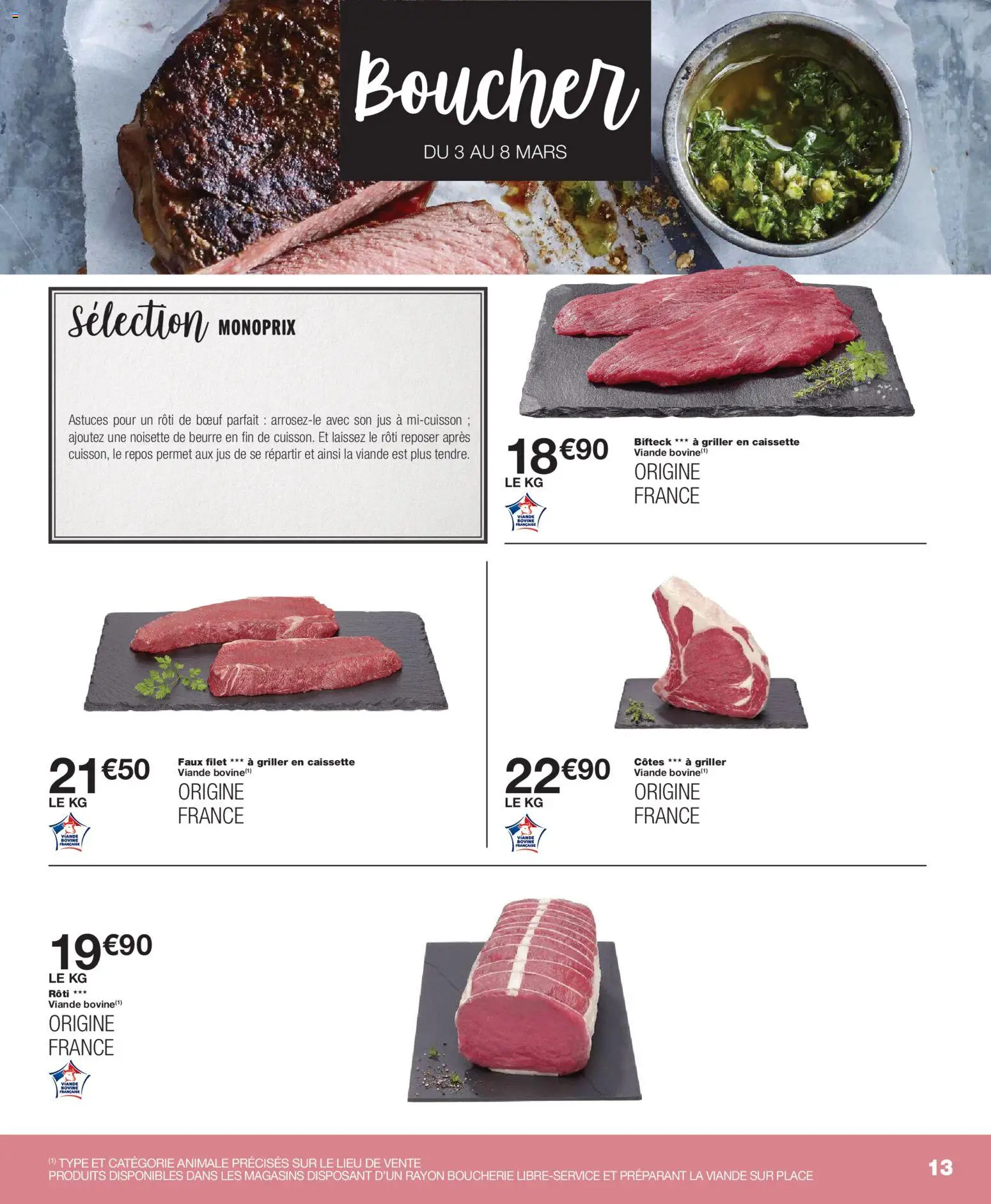 {H1} | Page: 13 | Produits: Noisette, Rôti de bœuf, Beurre, Viande