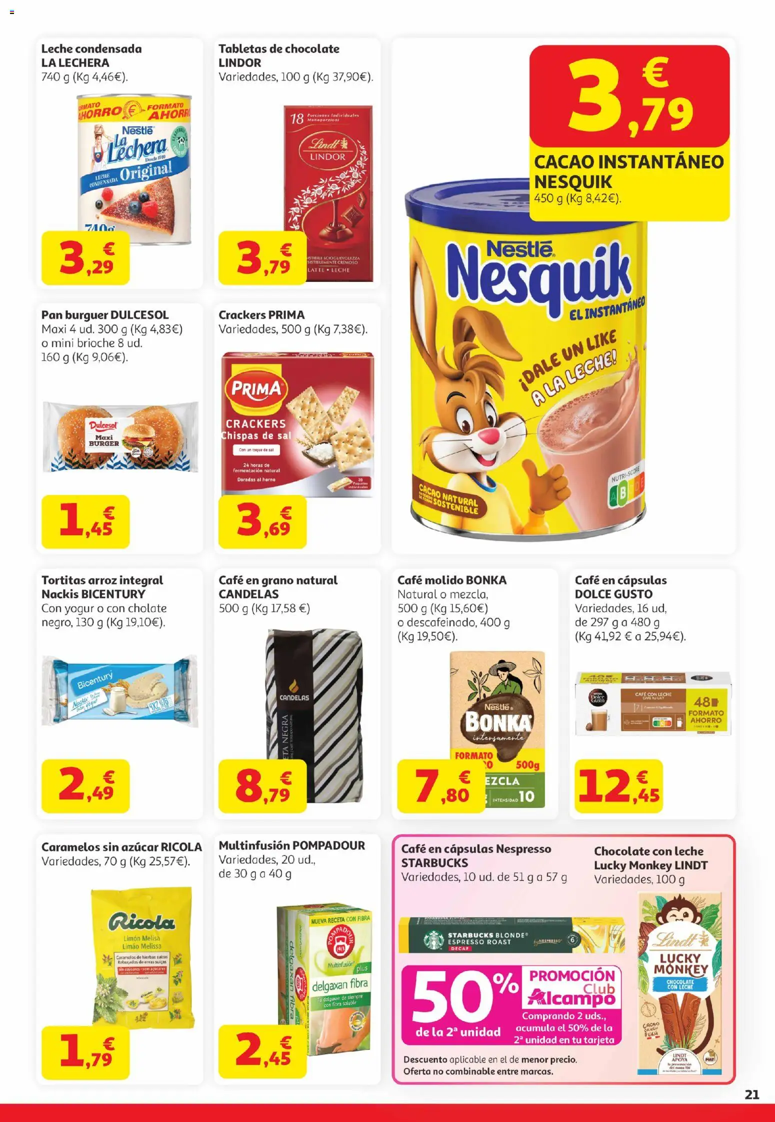 Alcampo Canarias │ válido desde el 07.04.2026 | Página: 21 | Productos: Yogur, Café, Arroz, Horno