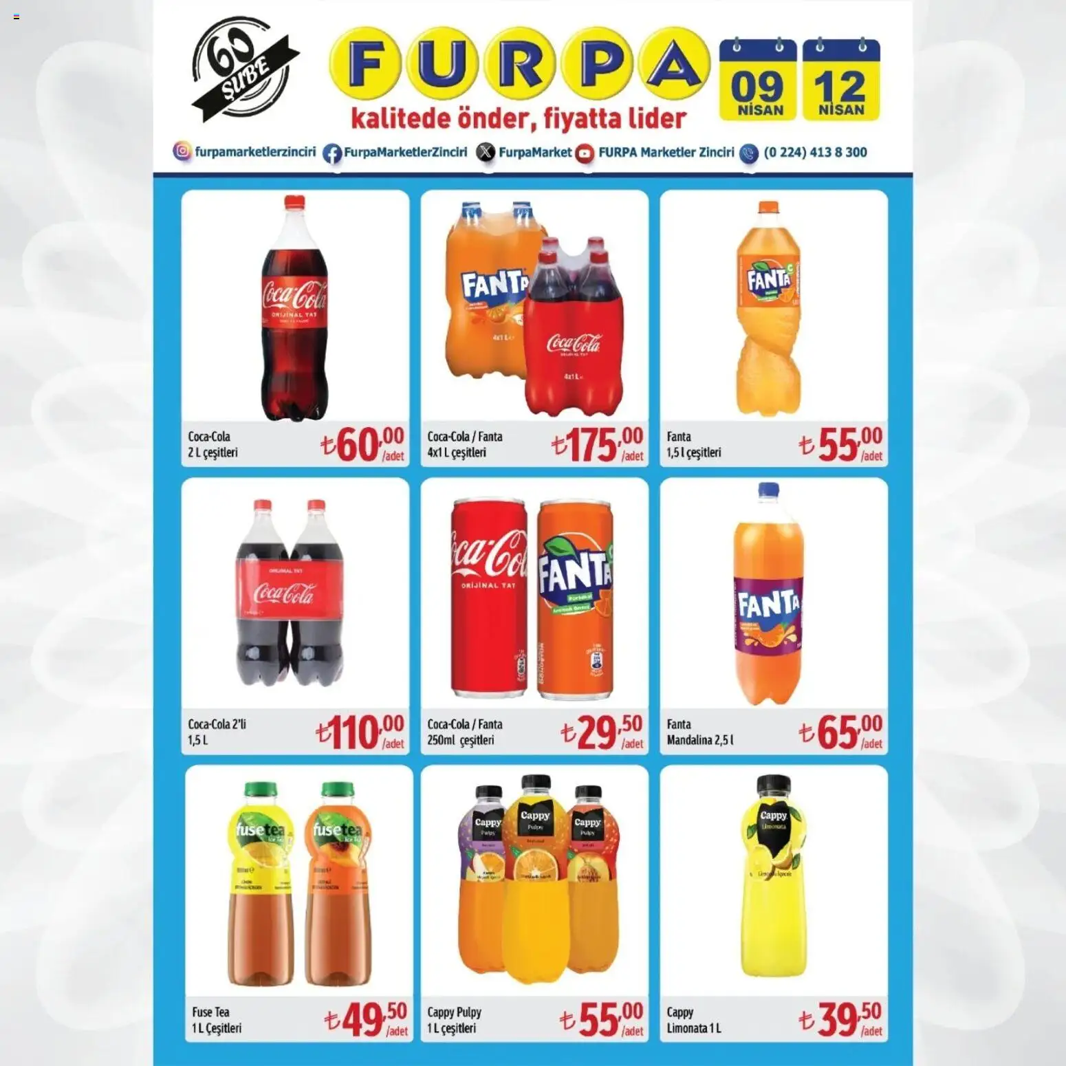 Furpa Katalog - 09.04.2026 tarihinden itibaren geçerlidir | Sayfa: 5 | Ürünler: Fuse tea, Limonata, Mandalina, Fanta
